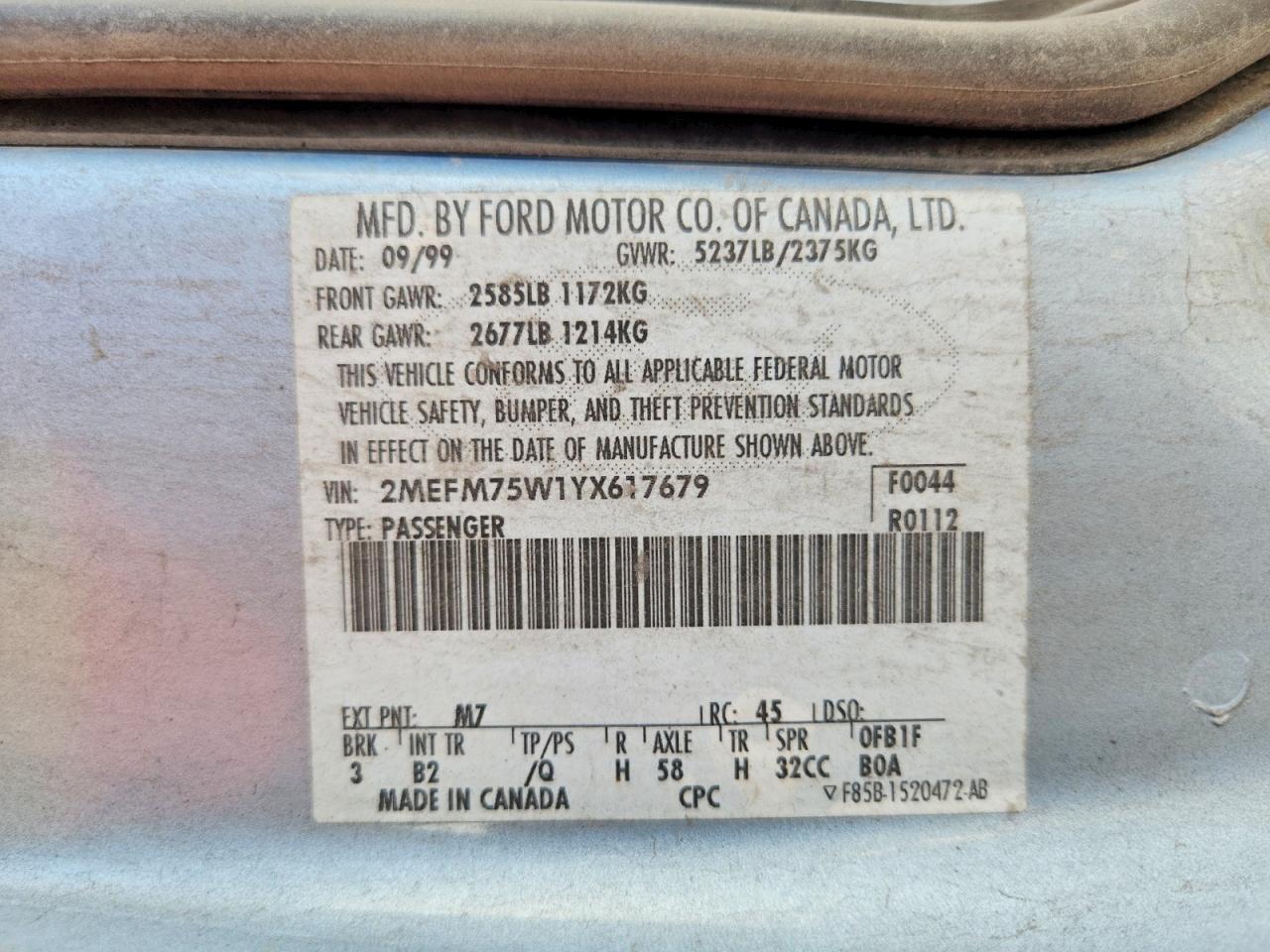2000 Mercury Grand Marquis Ls Blue vin: 2MEFM75W1YX617679