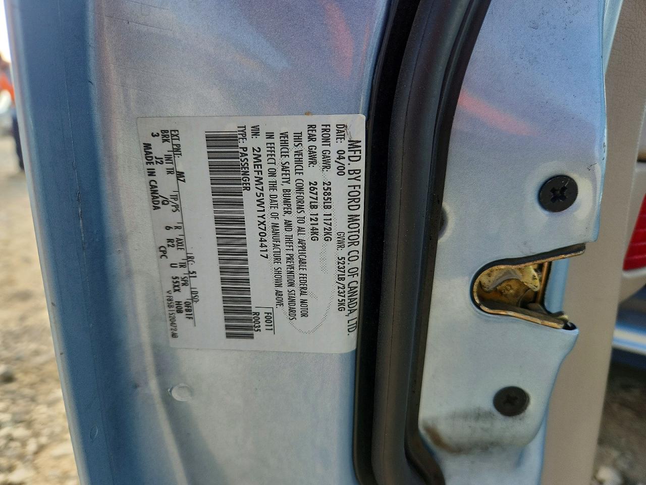 2000 Mercury Grand Marquis Ls Blue vin: 2MEFM75W1YX704417