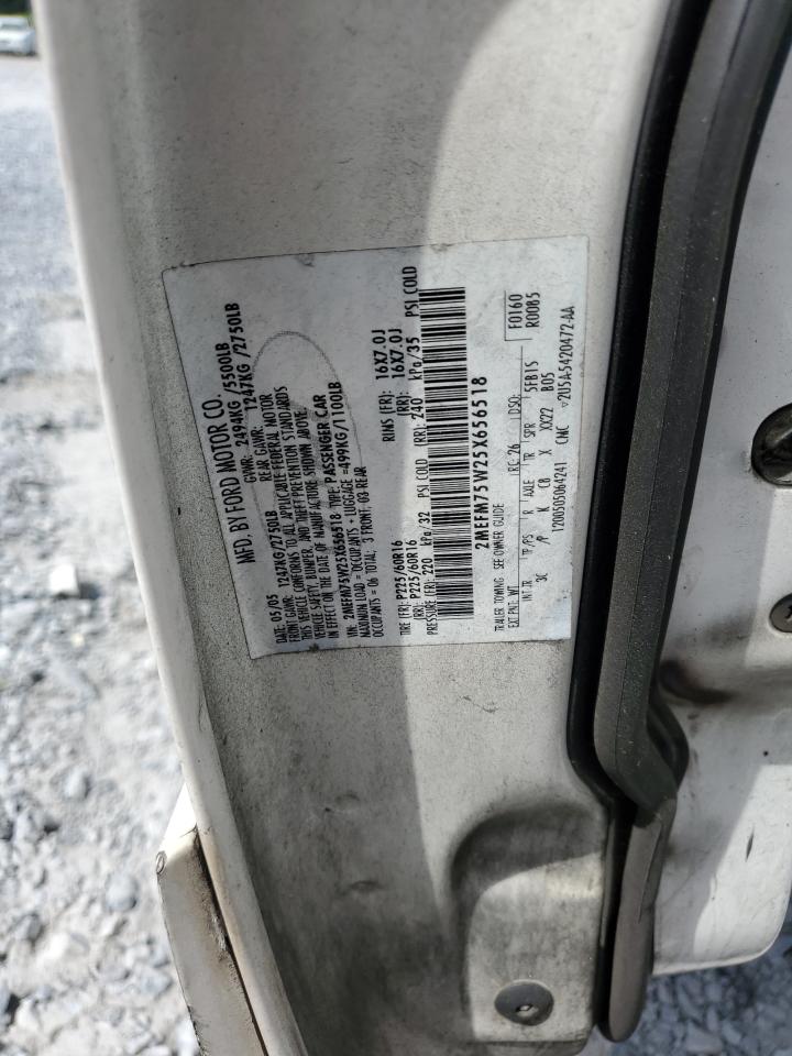 2005 Mercury Grand Marquis Ls White vin: 2MEFM75W25X656518