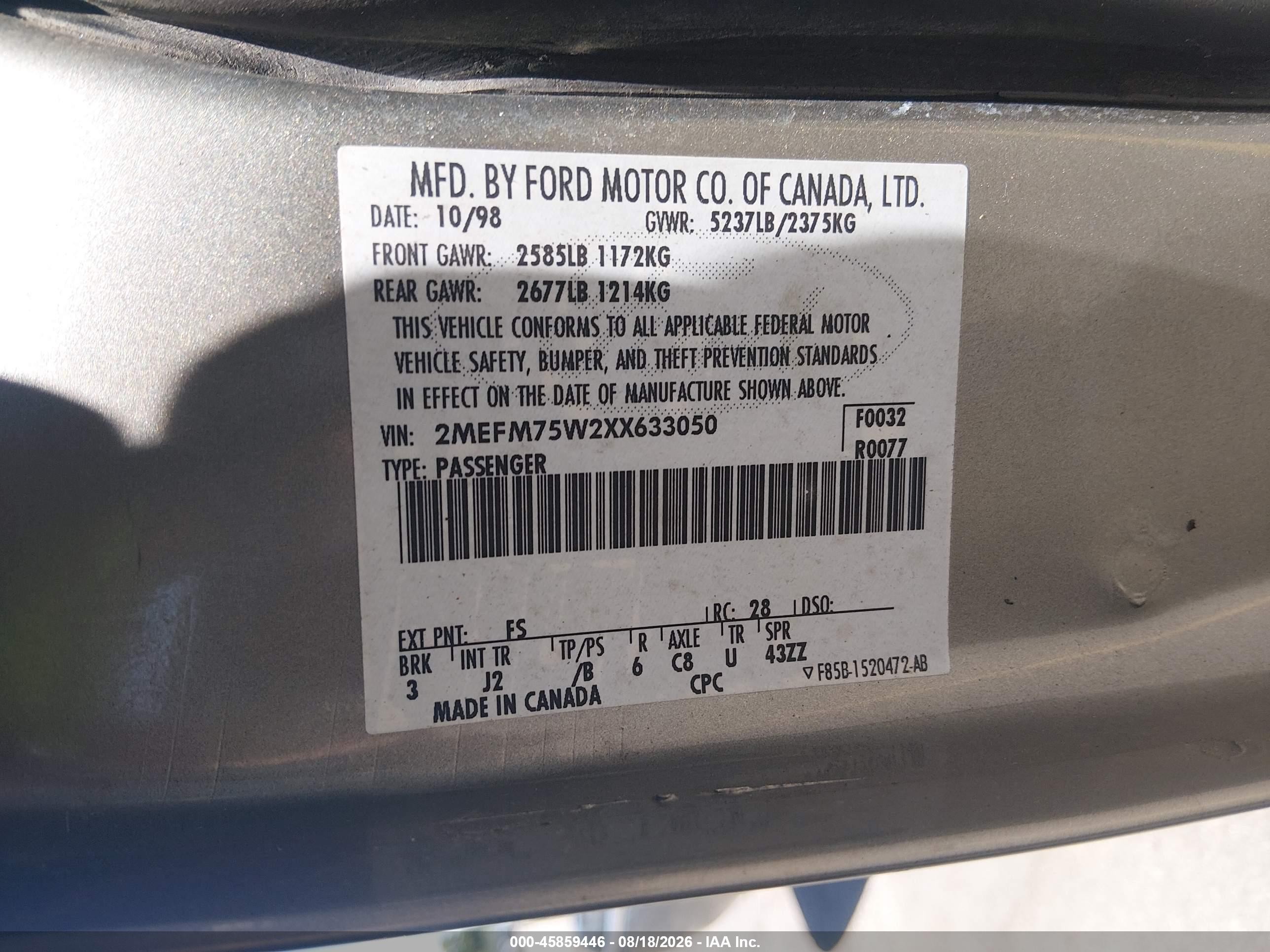 1999 Mercury Grand Marquis Ls Gray vin: 2MEFM75W2XX633050
