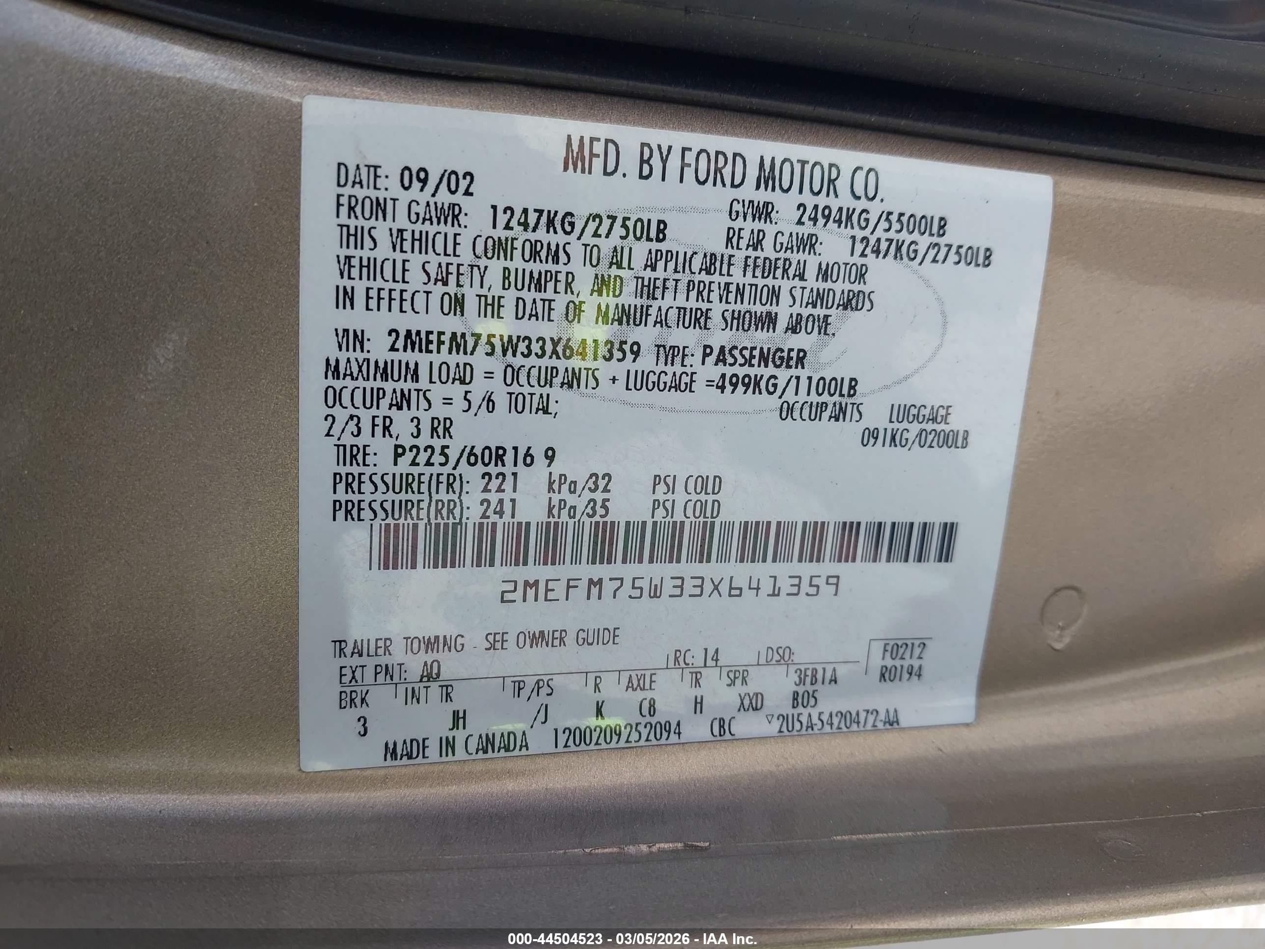 2003 Mercury Grand Marquis Ls Gold vin: 2MEFM75W33X641359