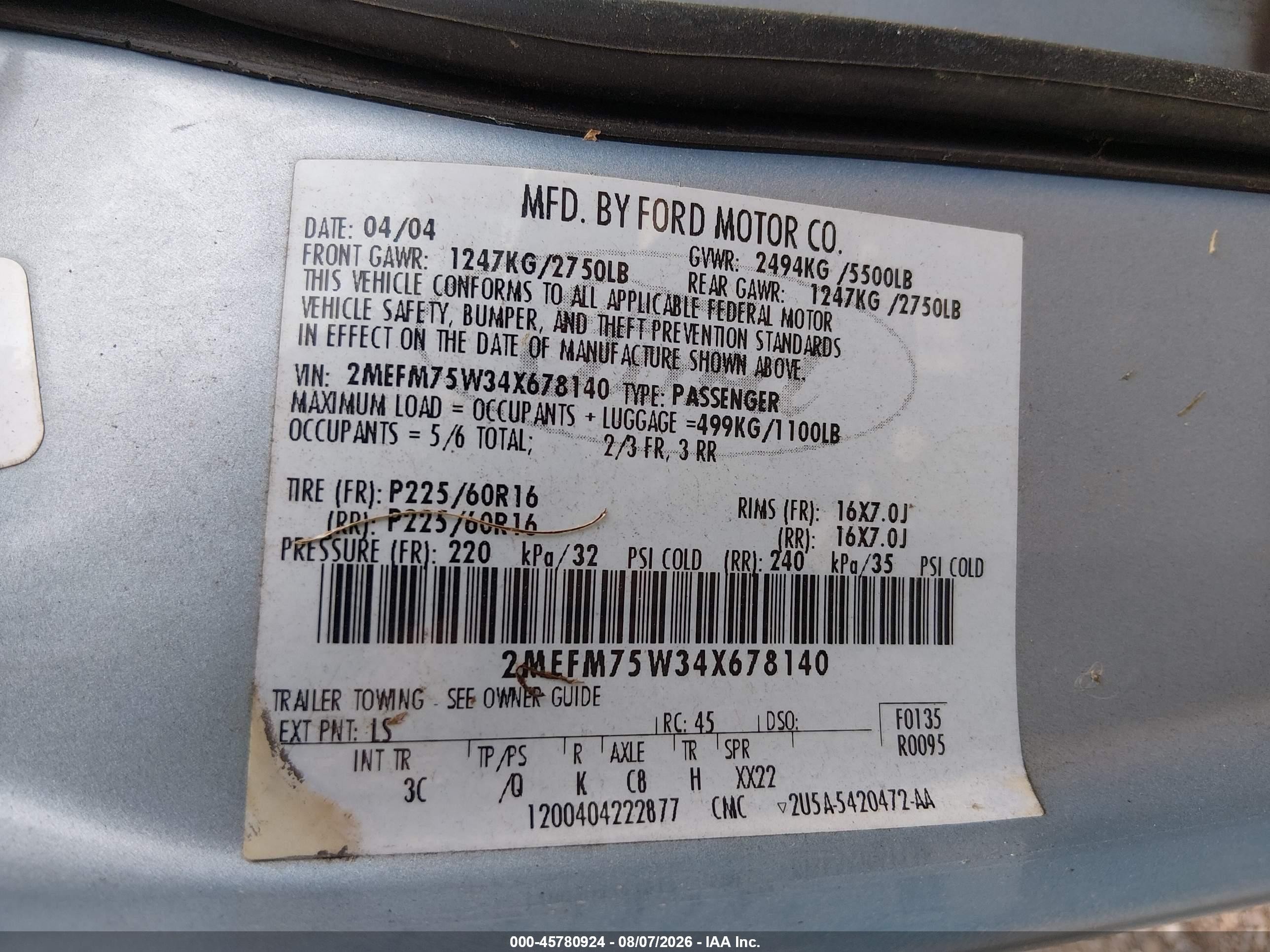 2004 Mercury Grand Marquis Ls Blue vin: 2MEFM75W34X678140
