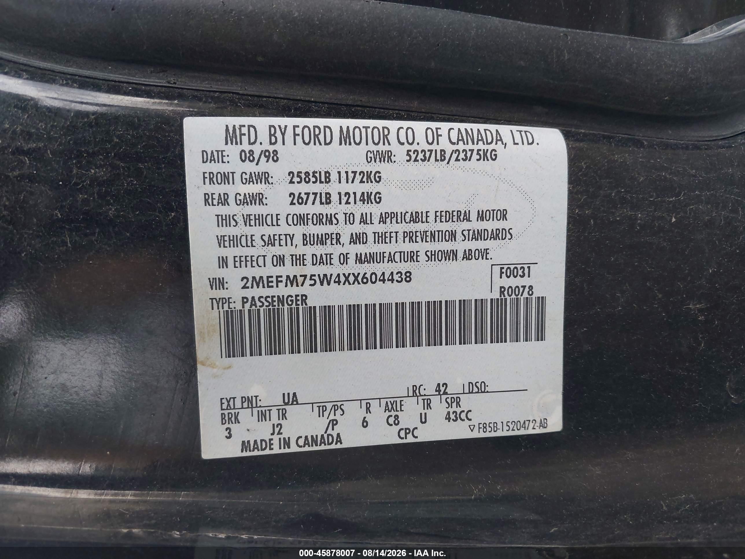 1999 Mercury Grand Marquis Ls Black vin: 2MEFM75W4XX604438