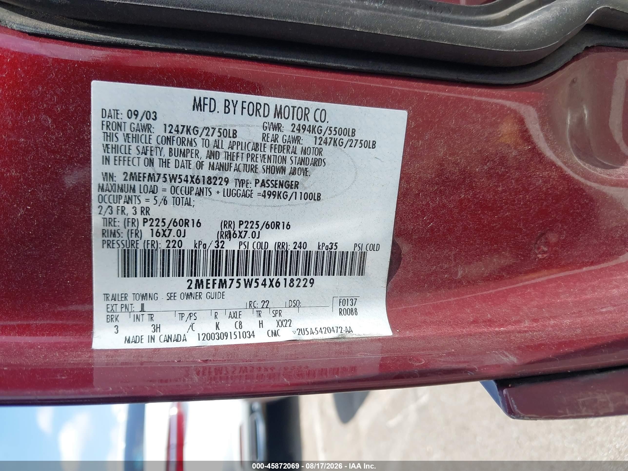 2004 Mercury Grand Marquis Ls Burgundy vin: 2MEFM75W54X618229