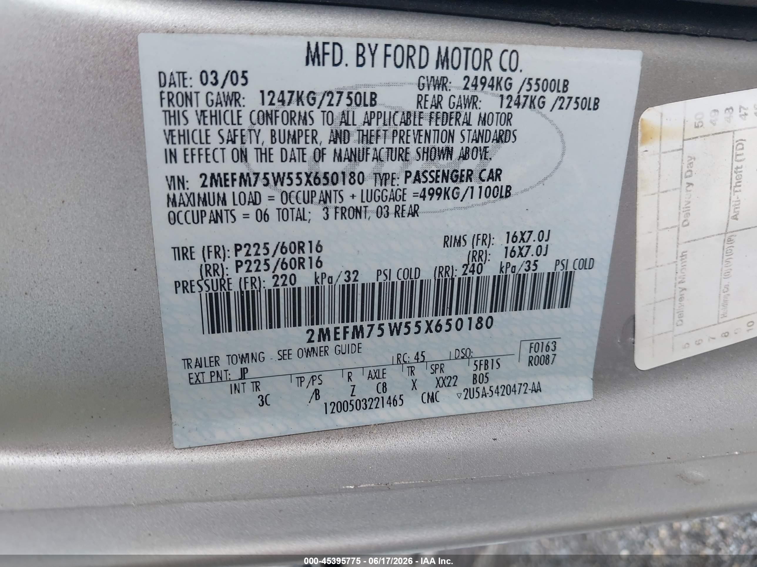 2005 Mercury Grand Marquis Ls/lse Silver vin: 2MEFM75W55X650180