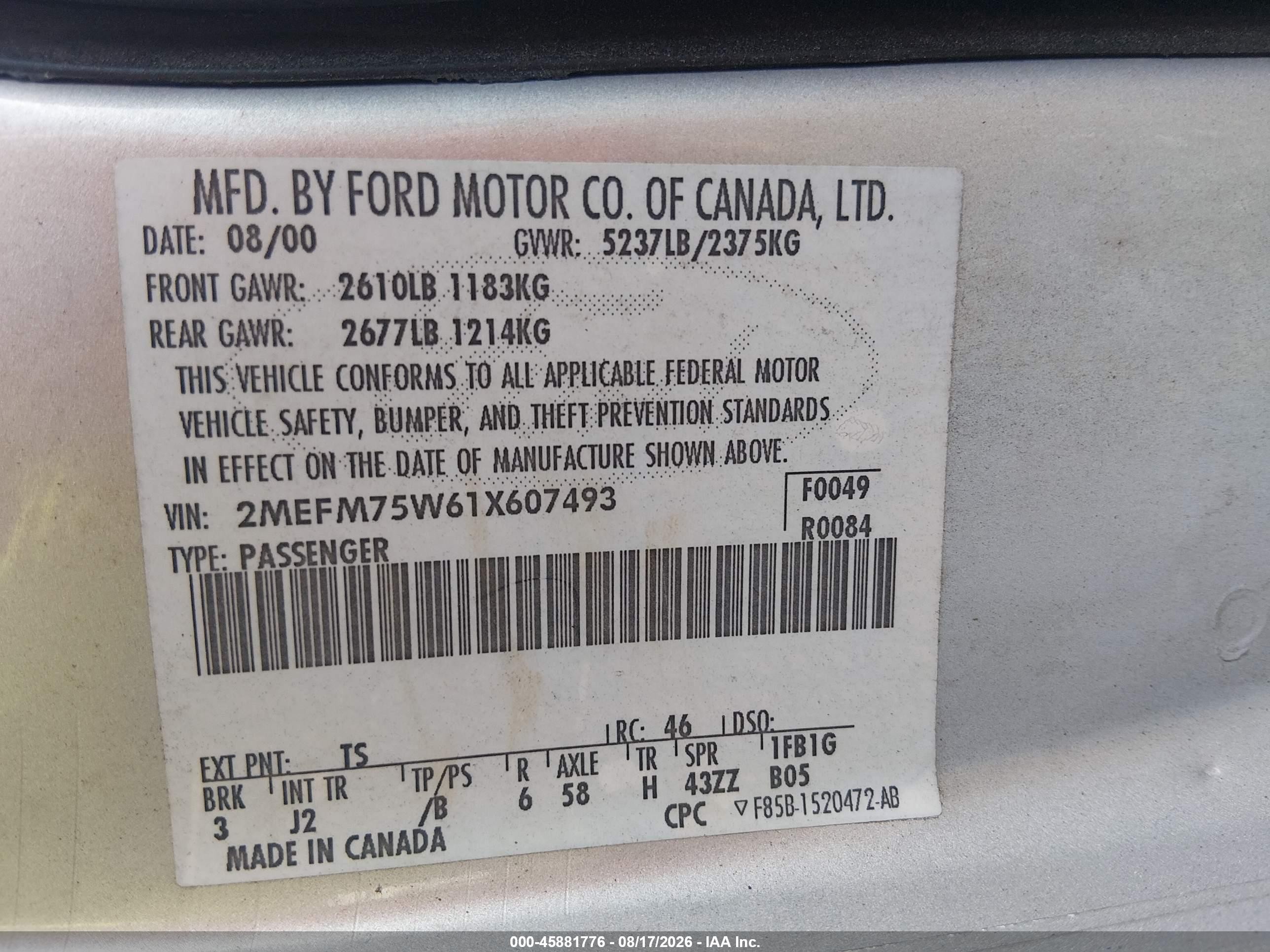 2001 Mercury Grand Marquis Ls Silver vin: 2MEFM75W61X607493