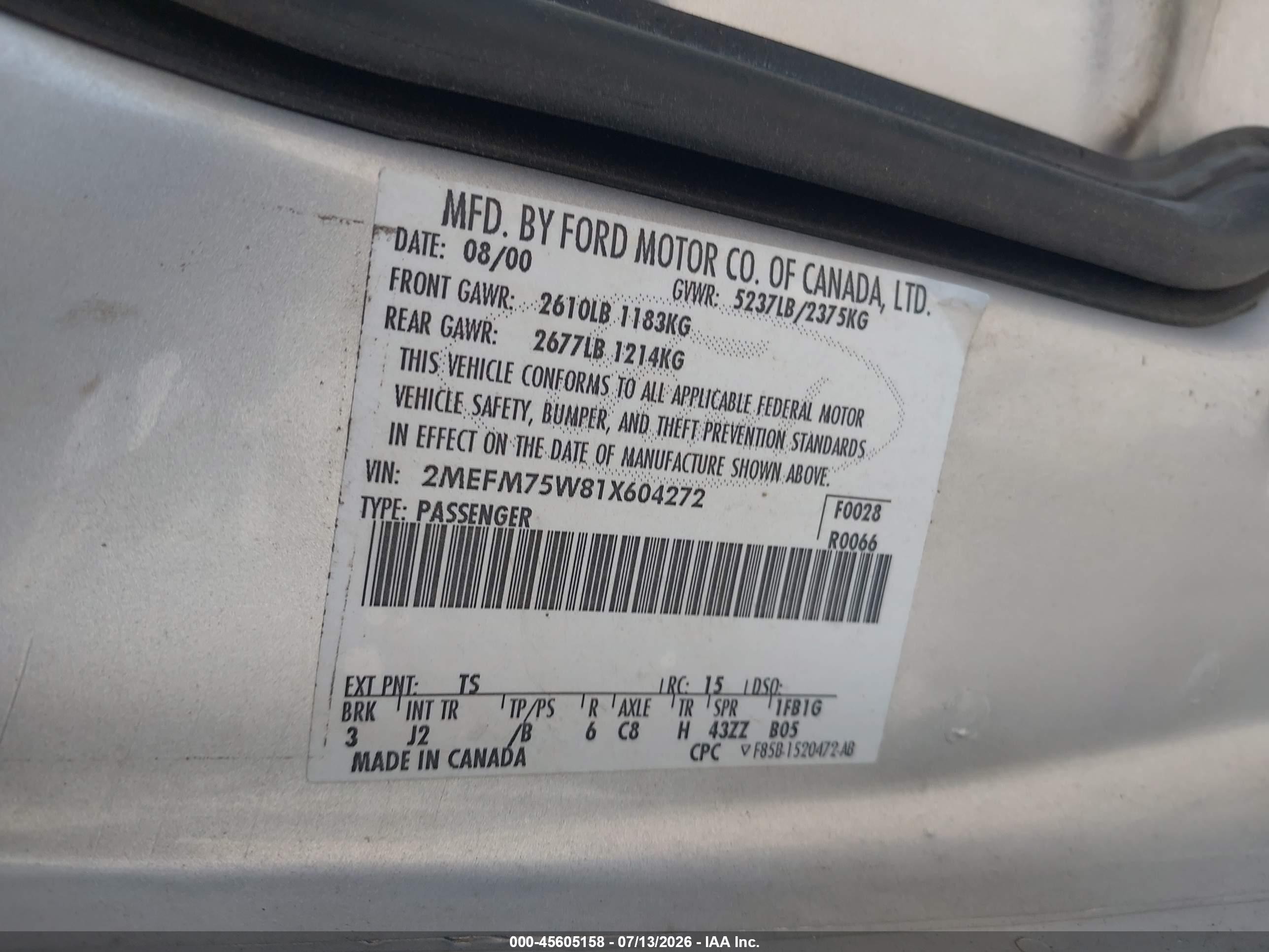 2001 Mercury Grand Marquis Ls Серебряный vin: 2MEFM75W81X604272