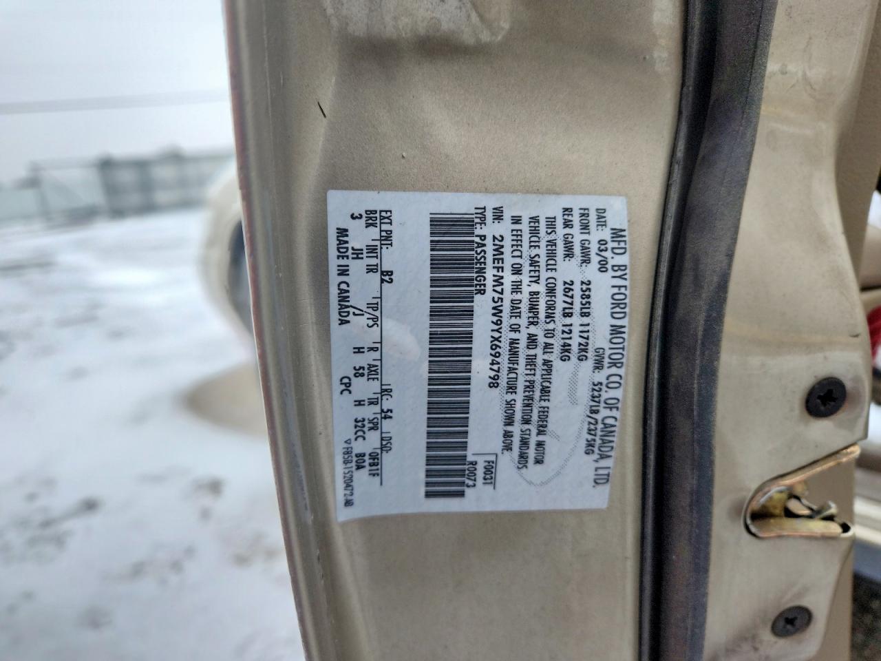 2000 Mercury Grand Marquis Ls Tan vin: 2MEFM75W9YX694798