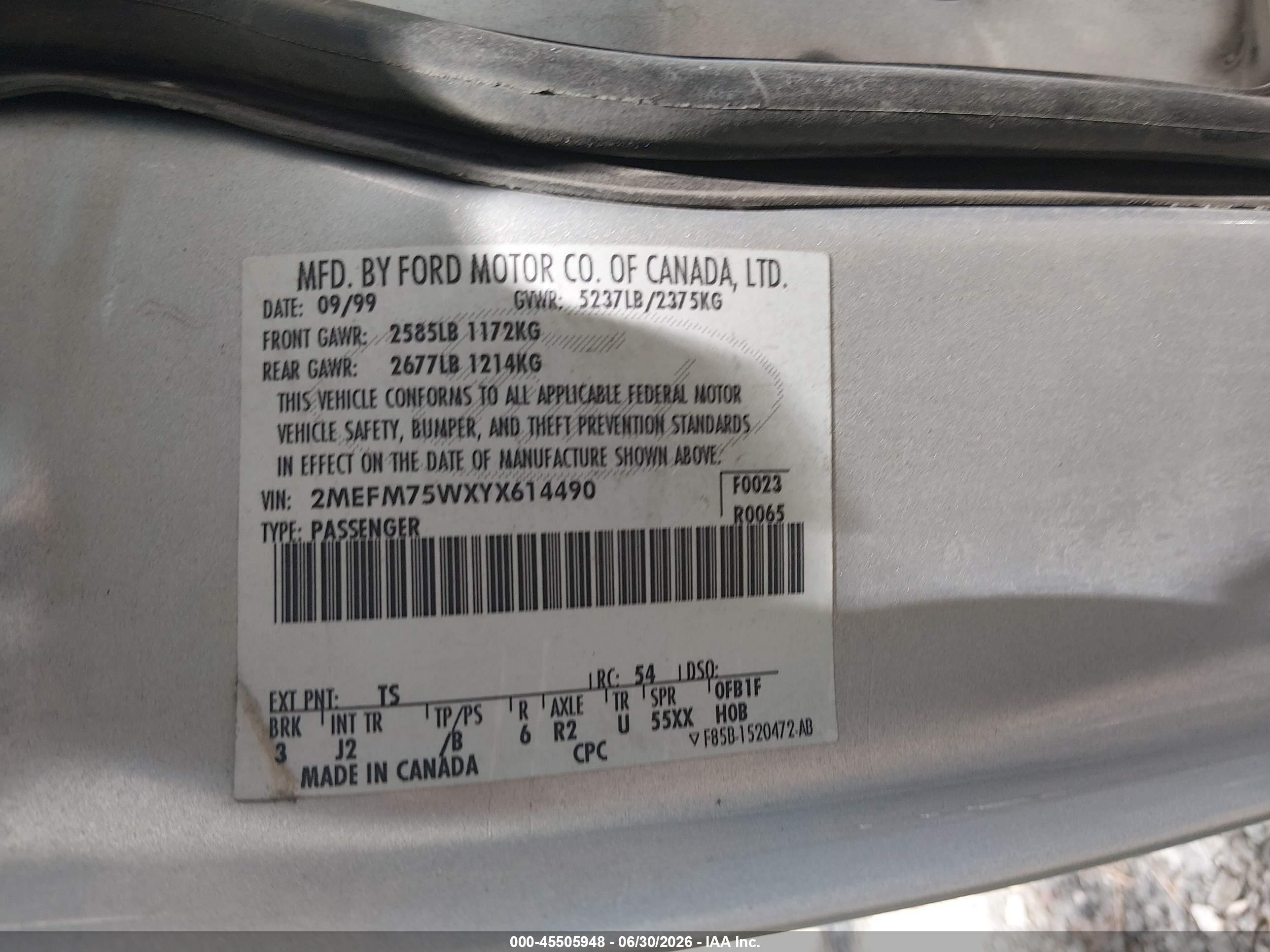 2000 Mercury Grand Marquis Ls Серебряный vin: 2MEFM75WXYX614490