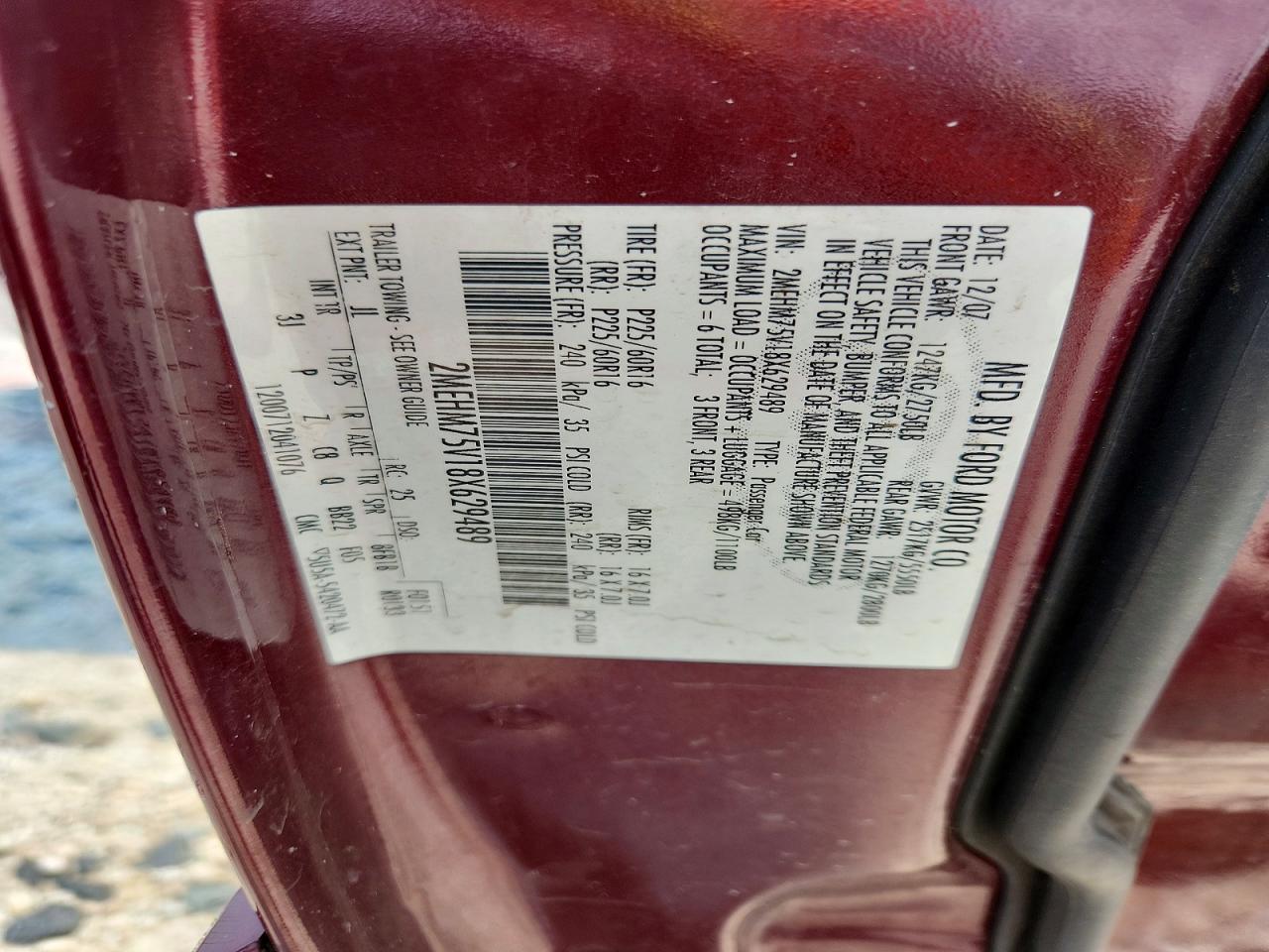2008 Mercury Grand Marquis Ls Burgundy vin: 2MEHM75V18X629489