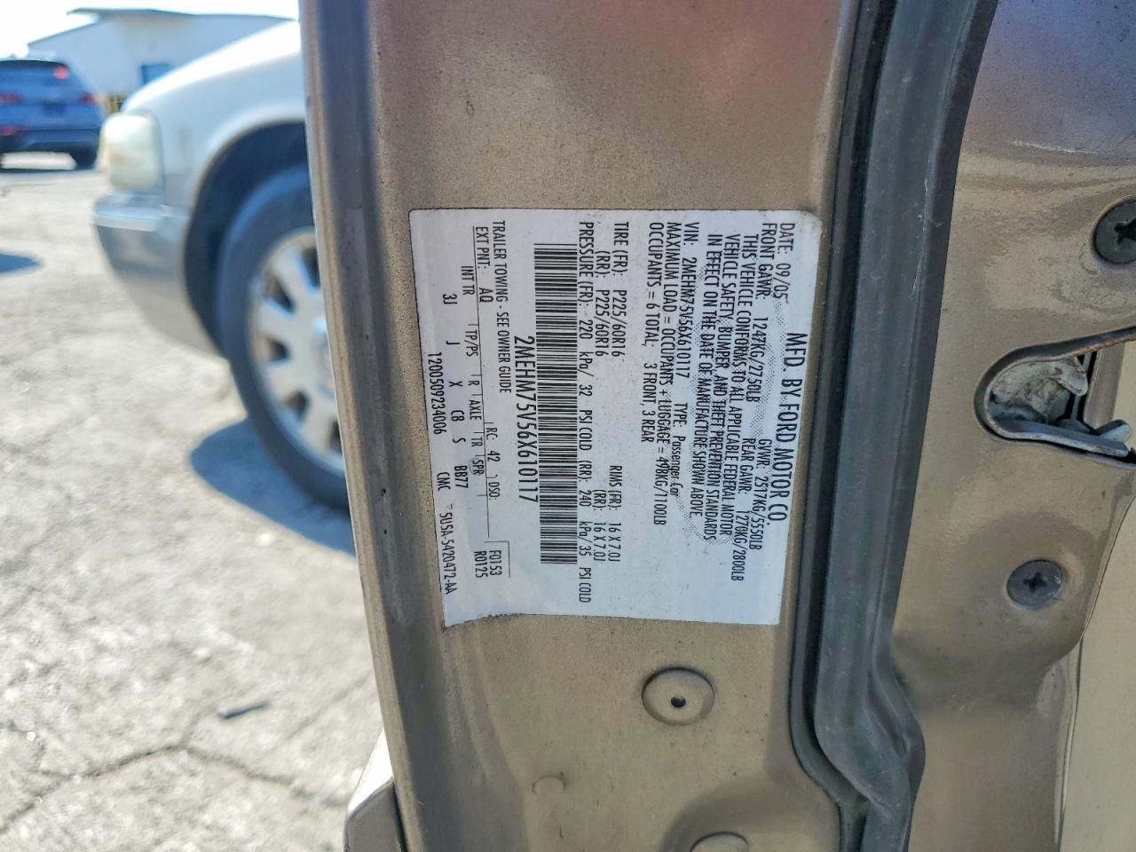 2006 Mercury Grand Marquis Ls Gold vin: 2MEHM75V56X610117