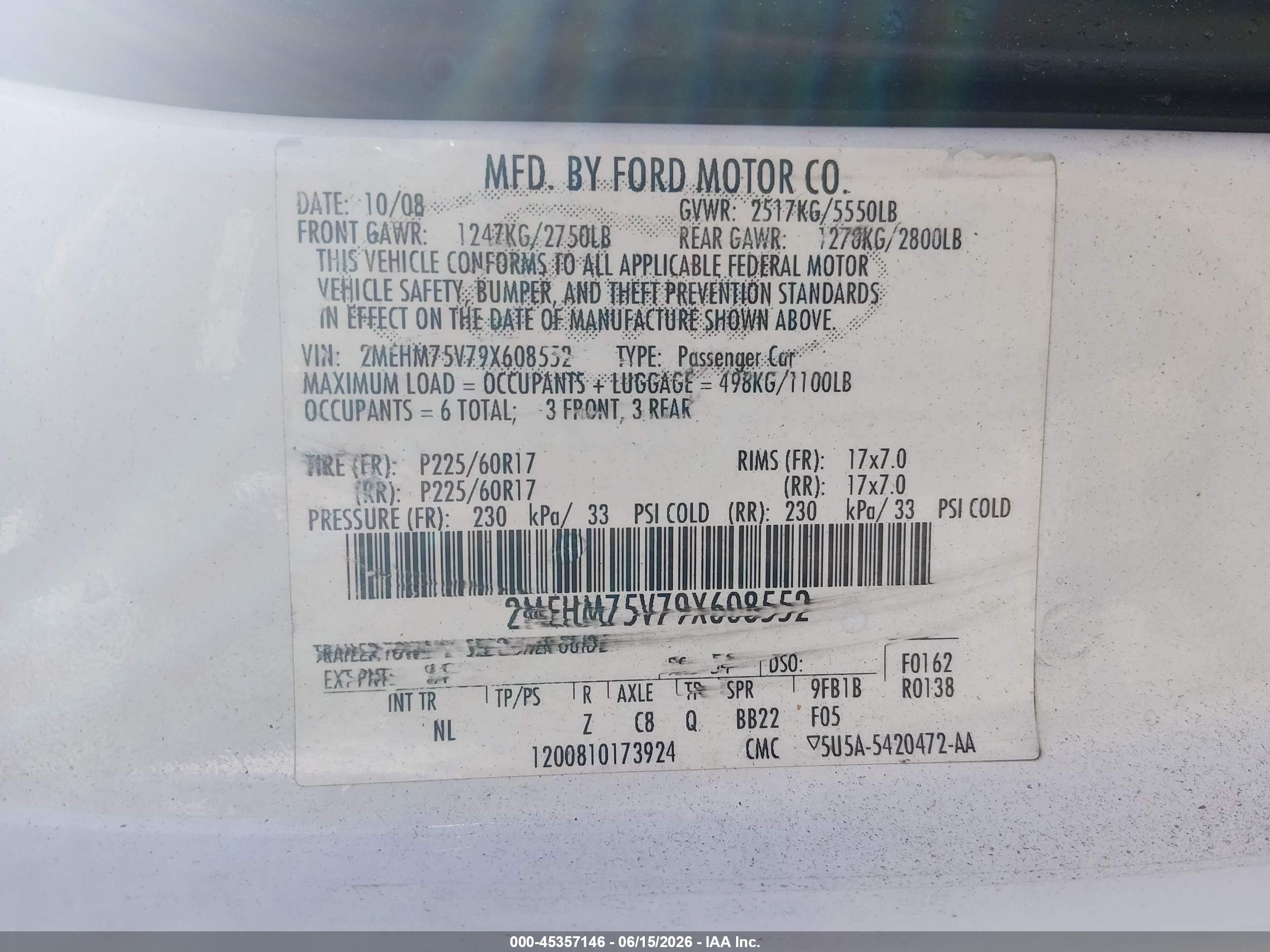 2009 Mercury Grand Marquis Ls (fleet Only) Белый vin: 2MEHM75V79X608552