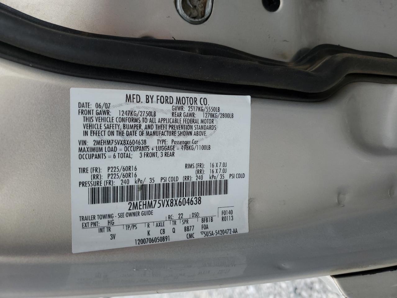 2008 Mercury Grand Marquis Ls Silver vin: 2MEHM75VX8X604638