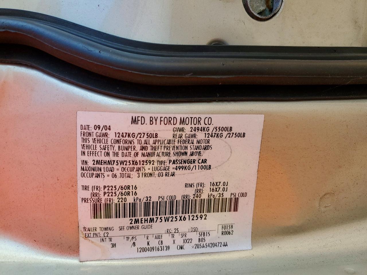 2005 Mercury Grand Marquis Ls Gold vin: 2MEHM75W25X612592