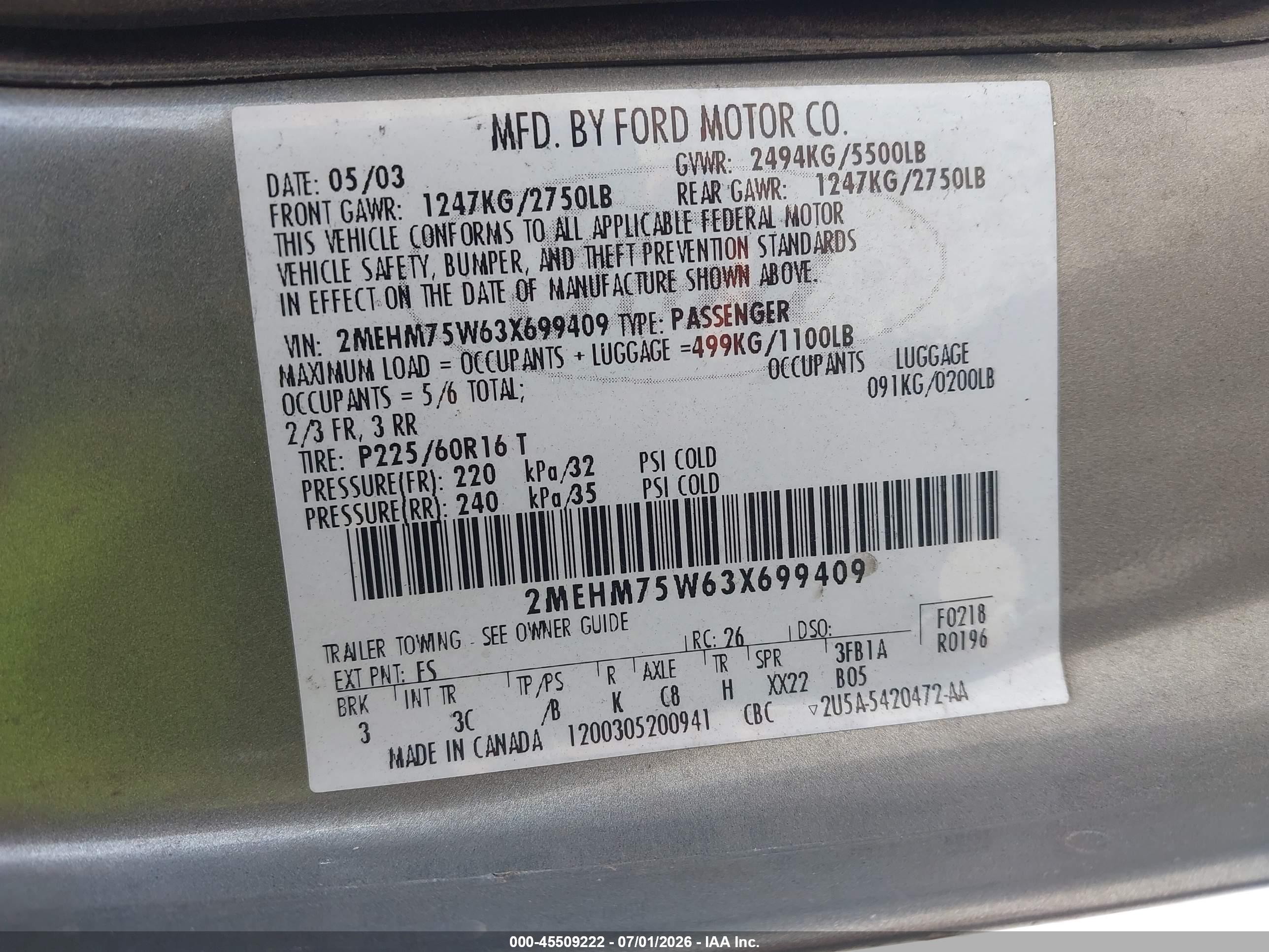 2003 Mercury Grand Marquis Ls Gray vin: 2MEHM75W63X699409