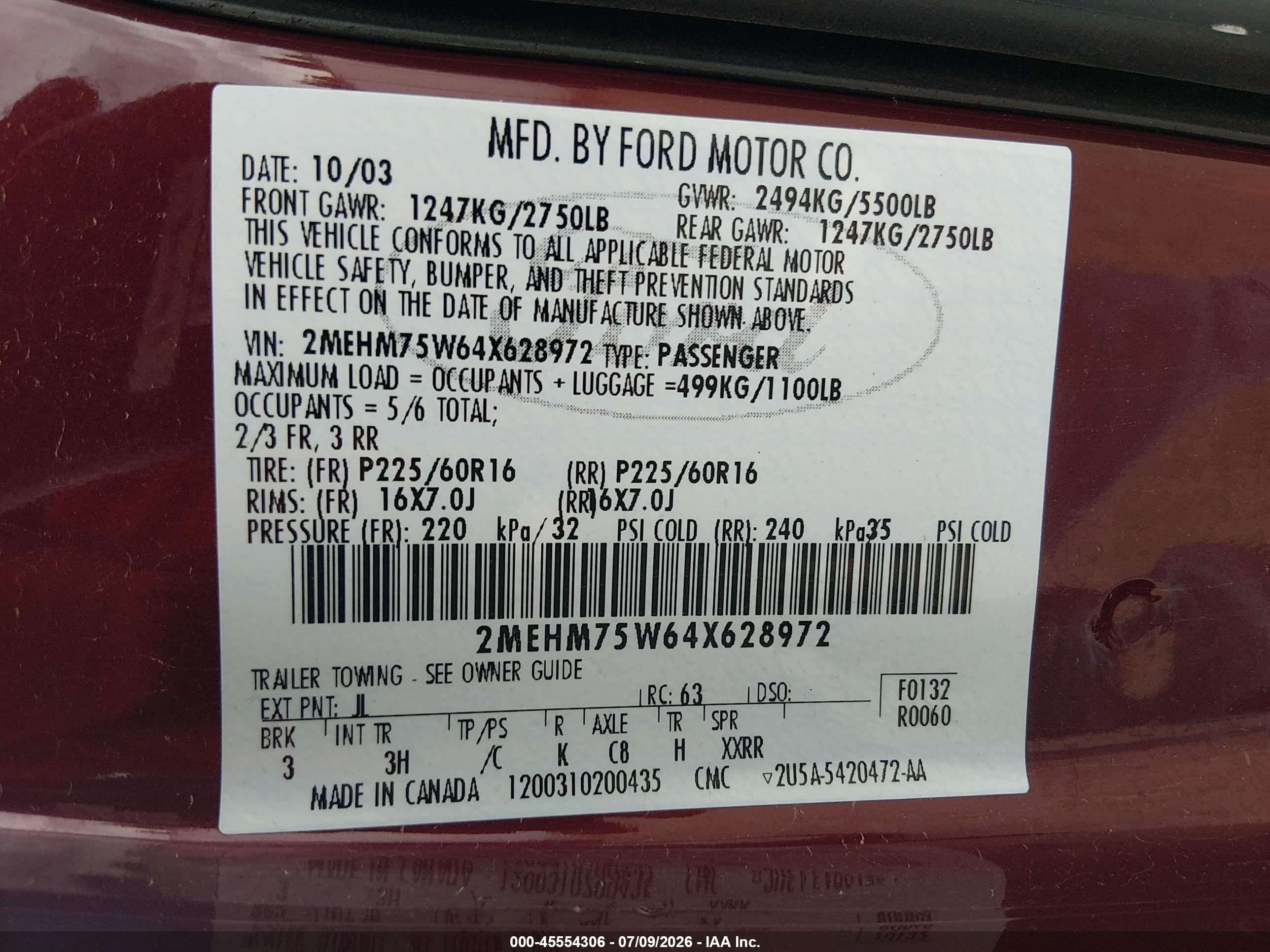 2004 Mercury Grand Marquis Ls Красный vin: 2MEHM75W64X628972