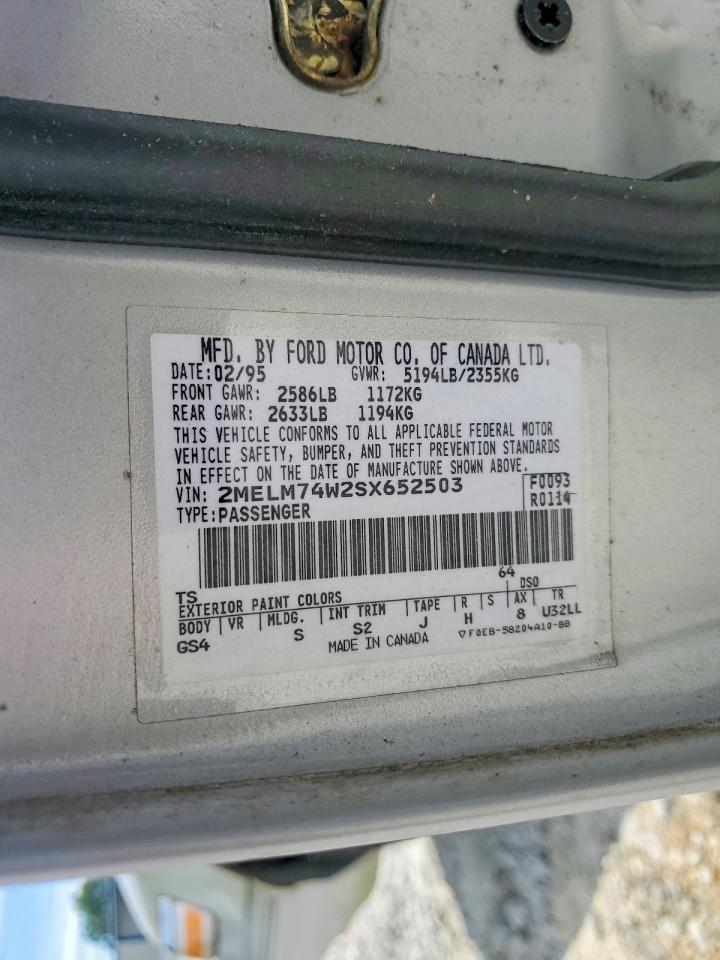 1995 Mercury Grand Marquis Gs Silver vin: 2MELM74W2SX652503