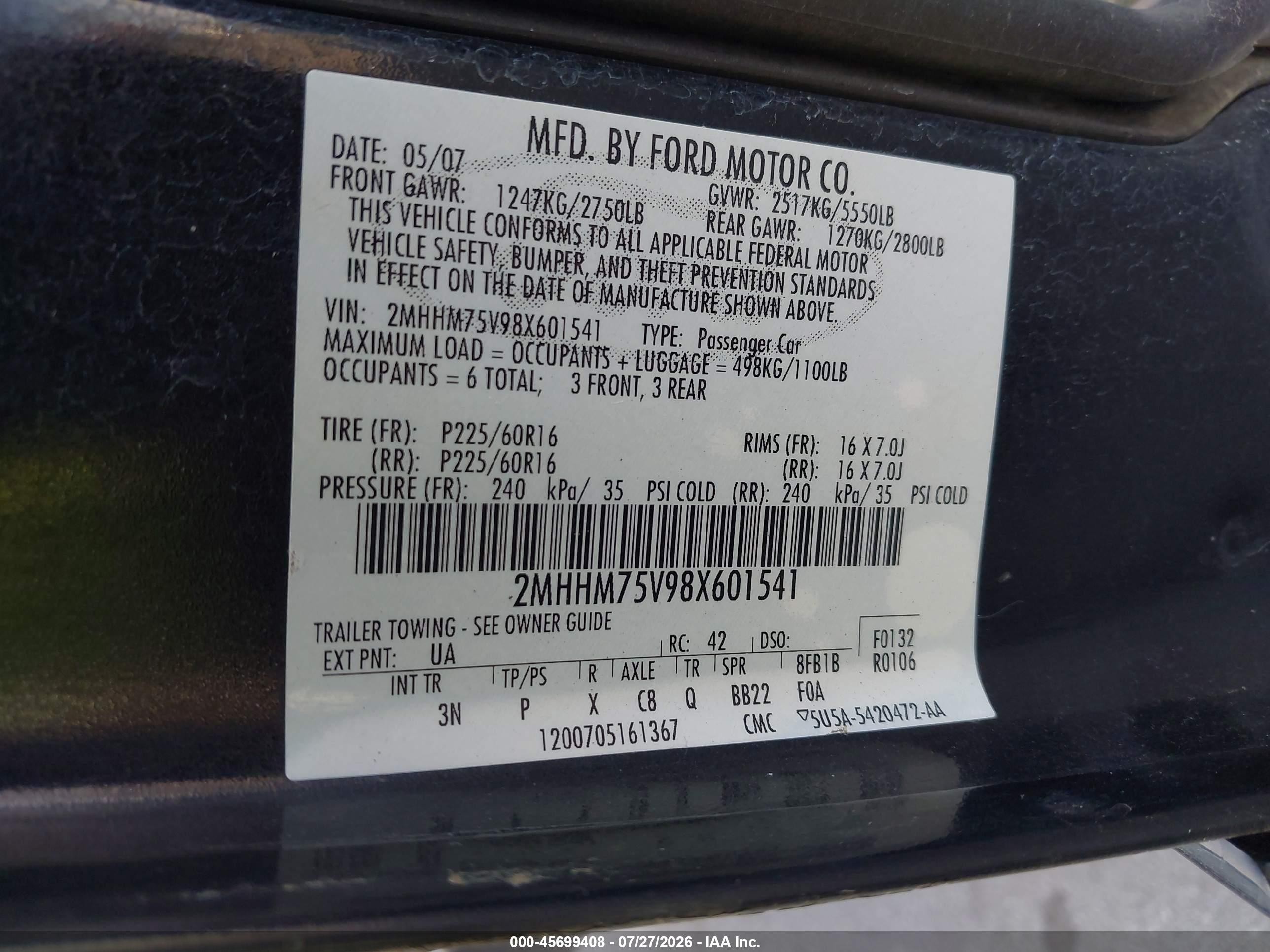 2008 Mercury Grand Marquis Ls Black vin: 2MHHM75V98X601541