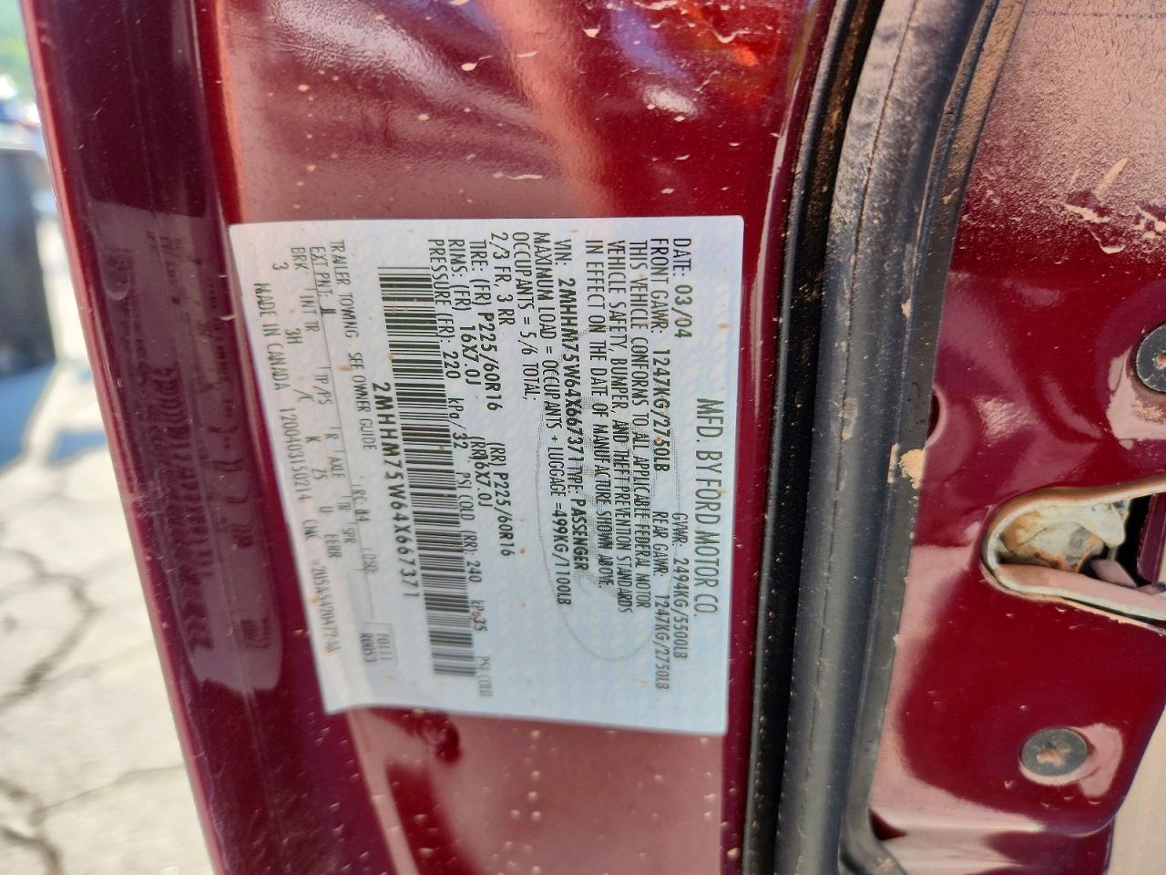 2004 Mercury Grand Marquis Ls Maroon vin: 2MHHM75W64X667371