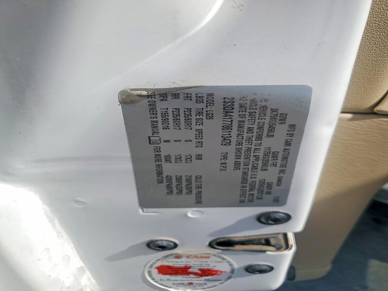 2008 Suzuki Xl7 Luxury White vin: 2S3DA417786113479