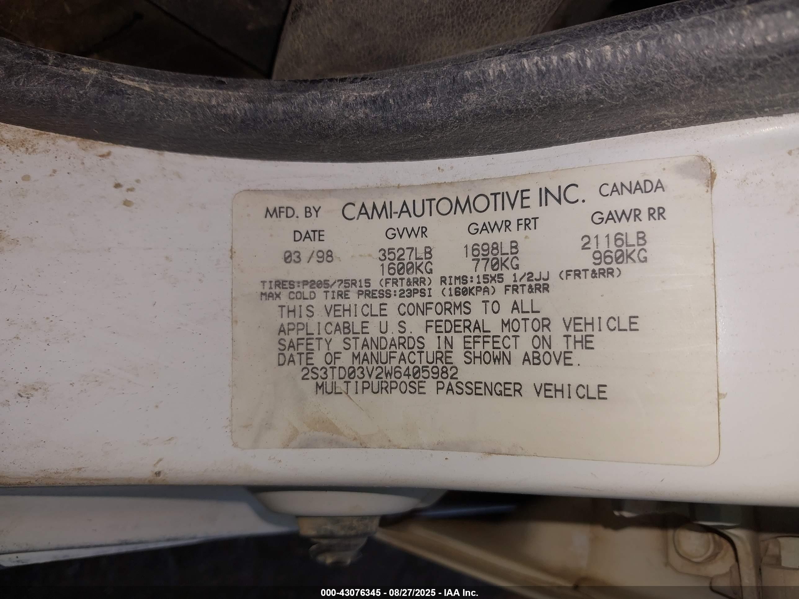 1998 Suzuki Sidekick Jx White vin: 2S3TD03V2W6405982