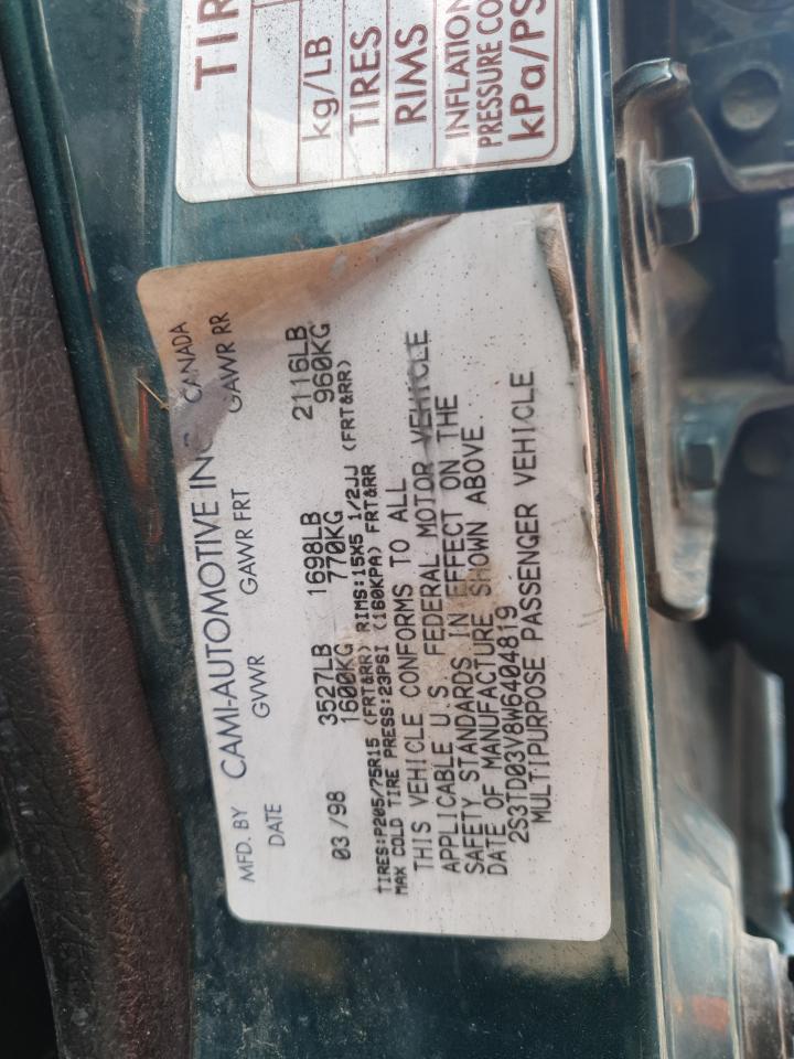 1998 Suzuki Sidekick Jx Зеленый vin: 2S3TD03V8W6404819