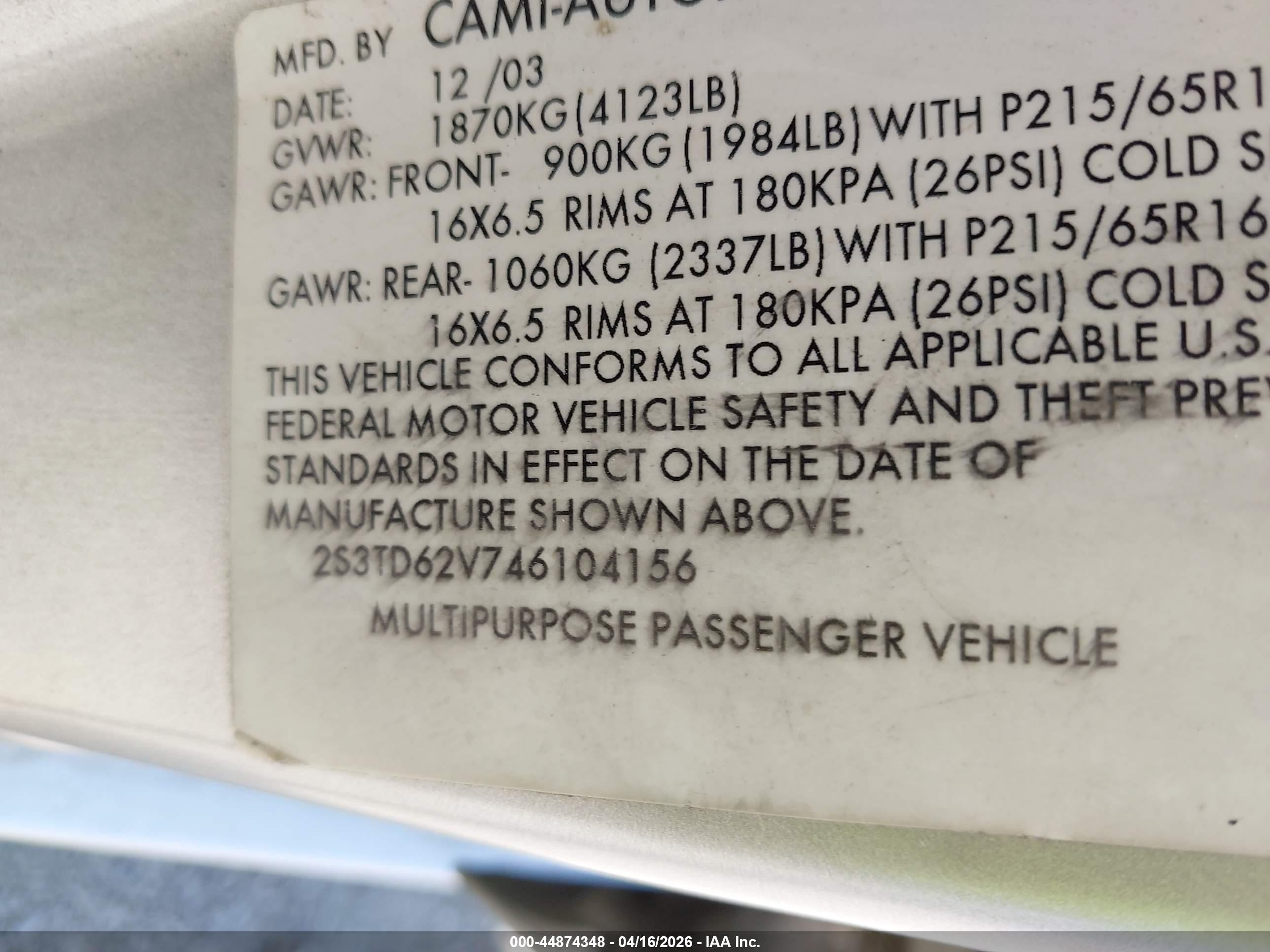 2004 Suzuki Vitara V6 Lx Серый vin: 2S3TD62V746104156