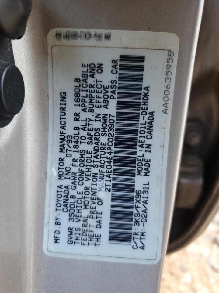1993 Toyota Corolla Gold vin: 2T1AE04E4PC023907