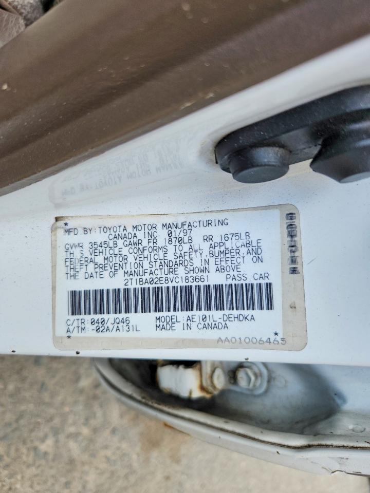 1997 Toyota Corolla Base White vin: 2T1BA02E8VC183661