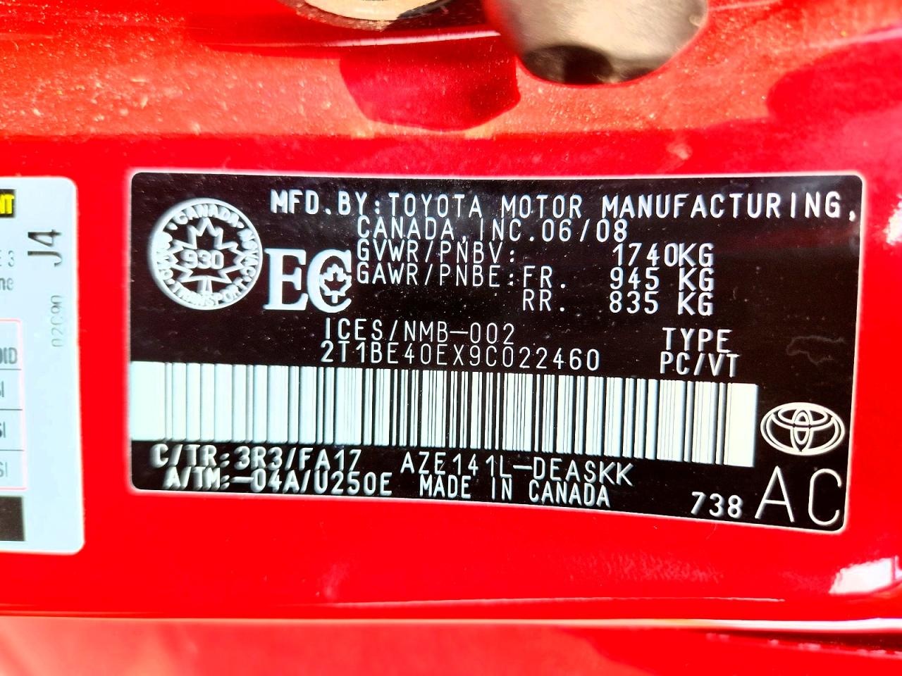 2009 Toyota Corolla Xrs Red vin: 2T1BE40EX9C022460