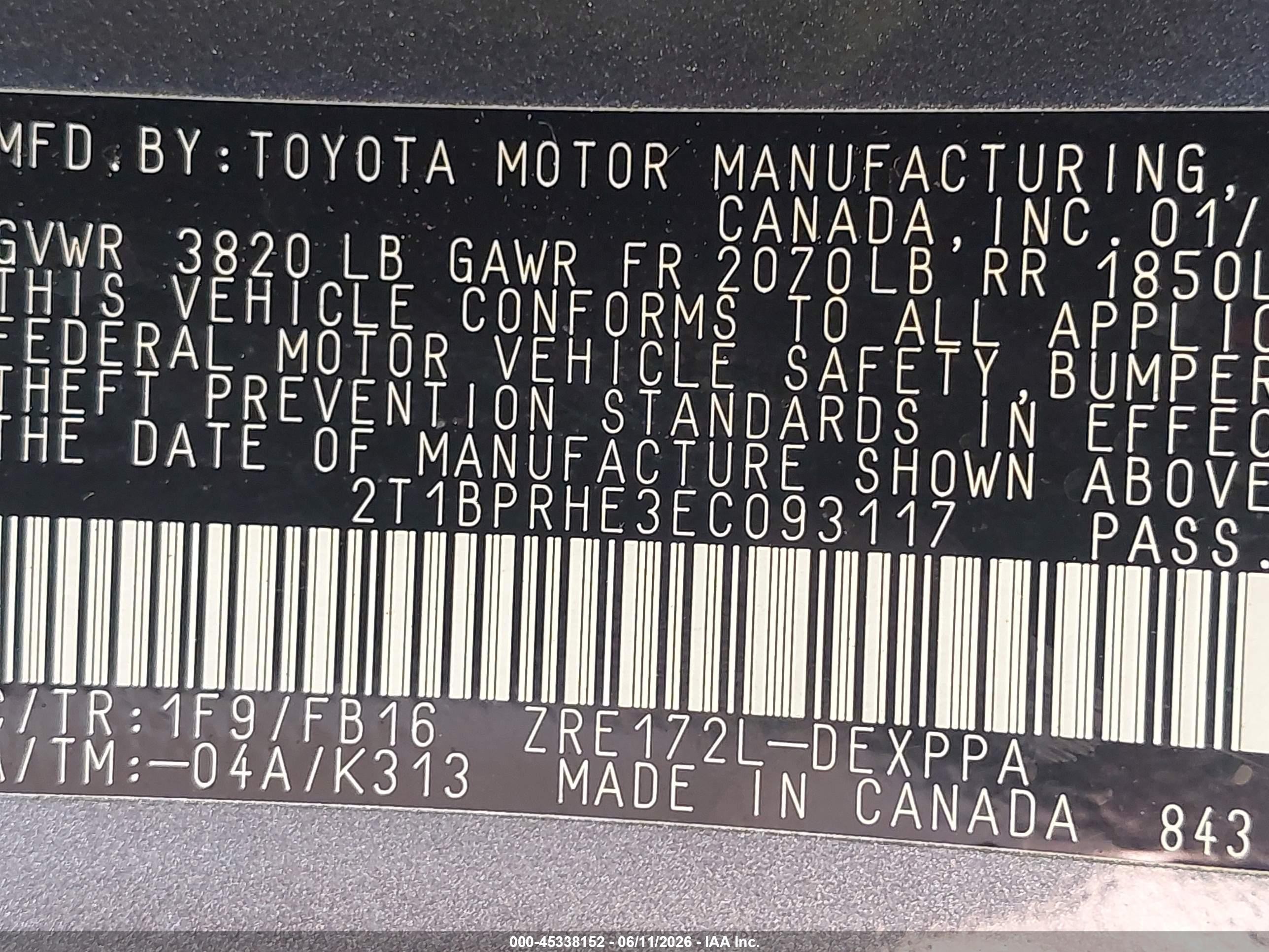 2014 Toyota Corolla Le Eco Plus Blue vin: 2T1BPRHE3EC093117