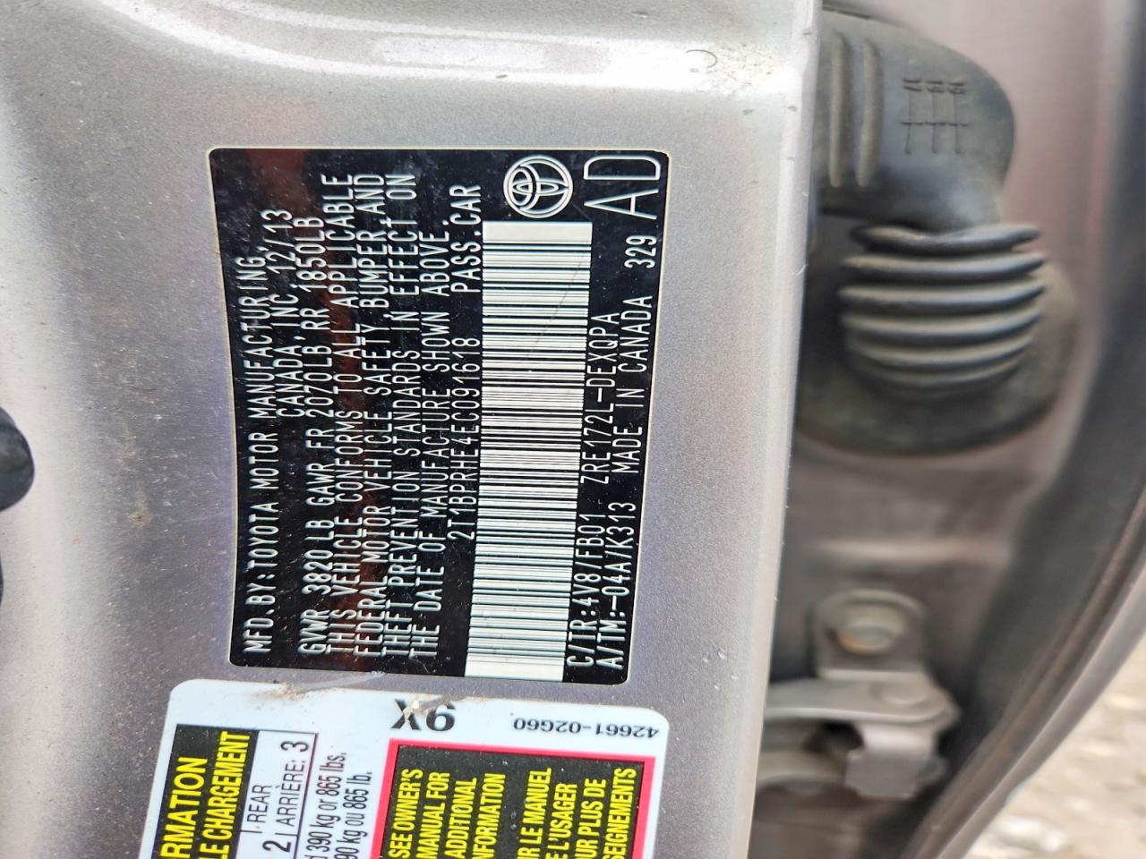 2014 Toyota Corolla Le Eco Серый vin: 2T1BPRHE4EC091618