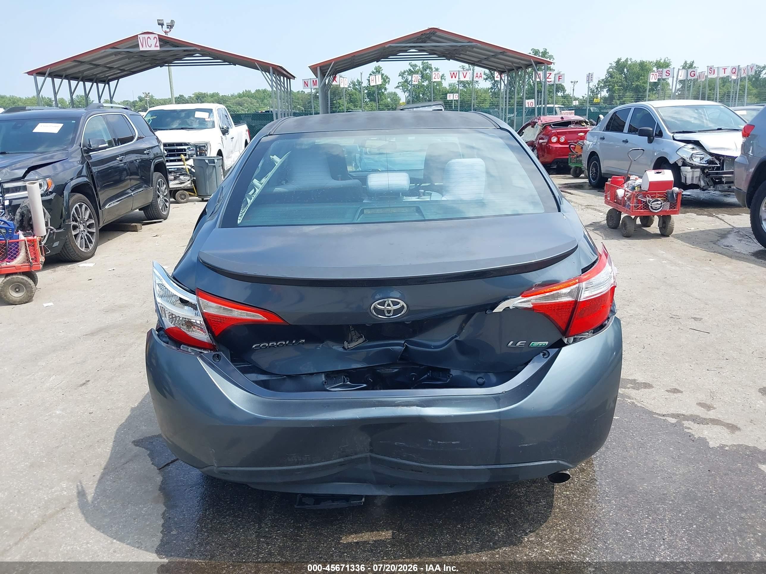 2014 Toyota Corolla Le Eco Plus Gray vin: 2T1BPRHE8EC011687