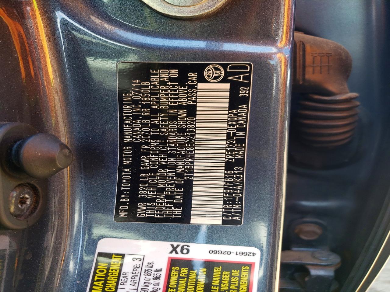 2014 Toyota Corolla Le Eco Gray vin: 2T1BPRHE8EC213820