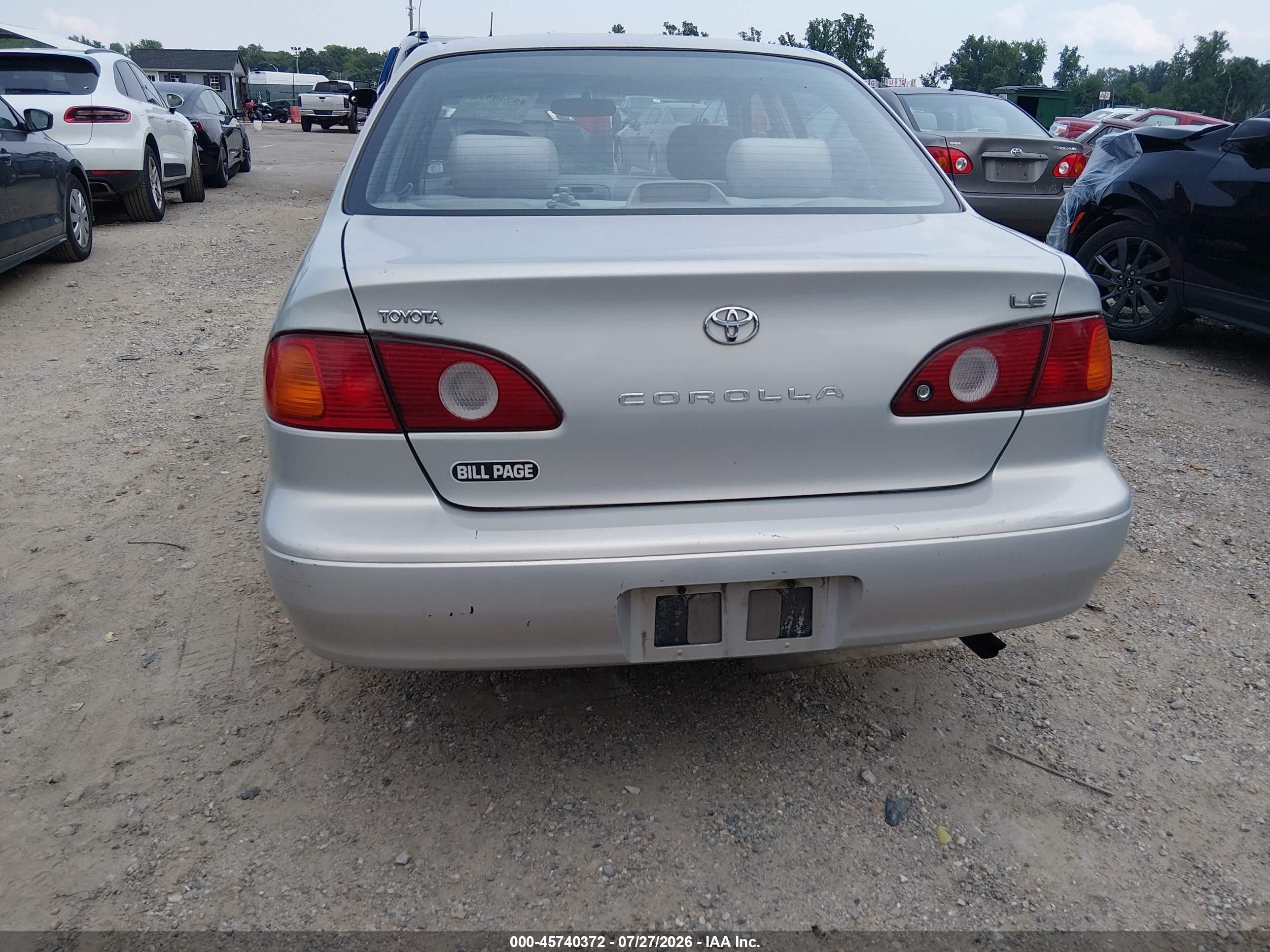 2002 Toyota Corolla Le Silver vin: 2T1BR12E12C521654
