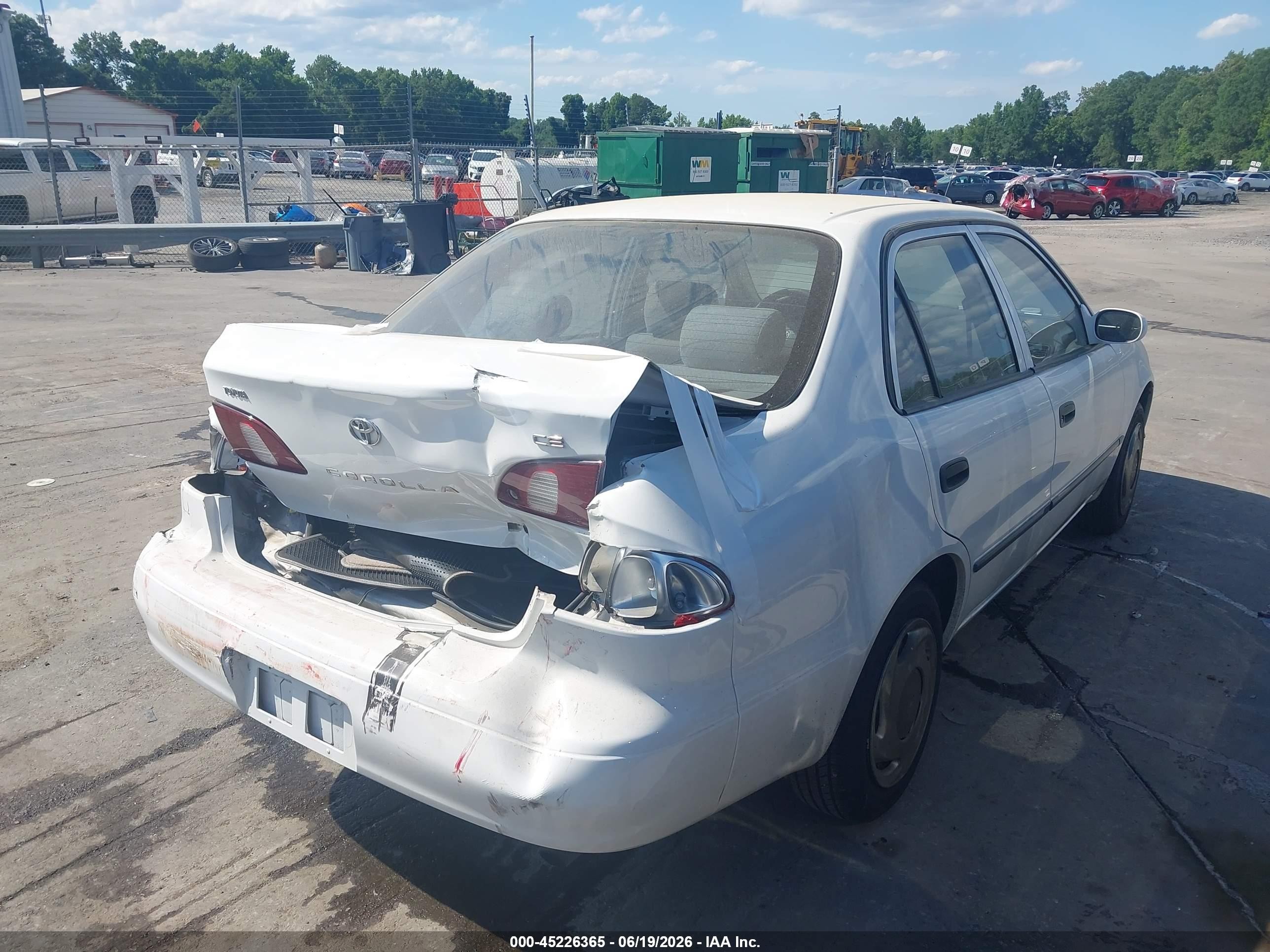 2000 Toyota Corolla Ce White vin: 2T1BR12E5YC324799