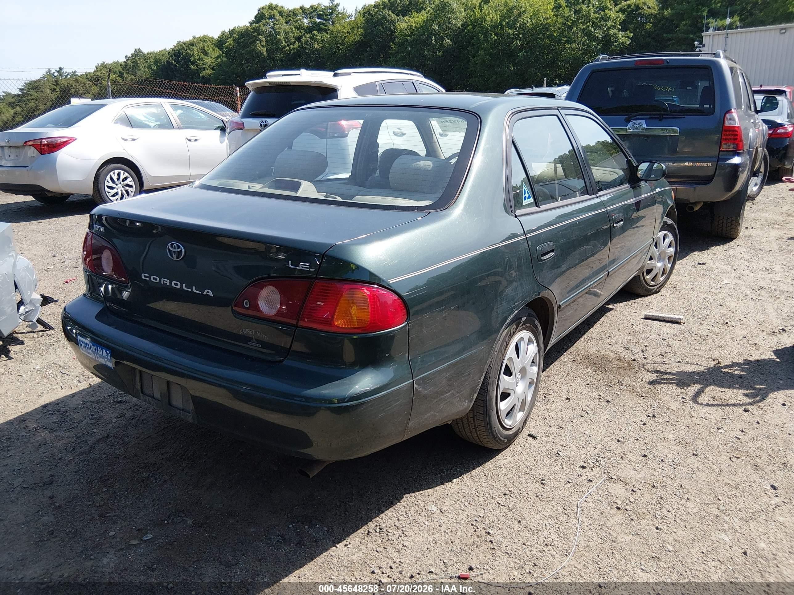 2001 Toyota Corolla Le Green vin: 2T1BR12E61C510714