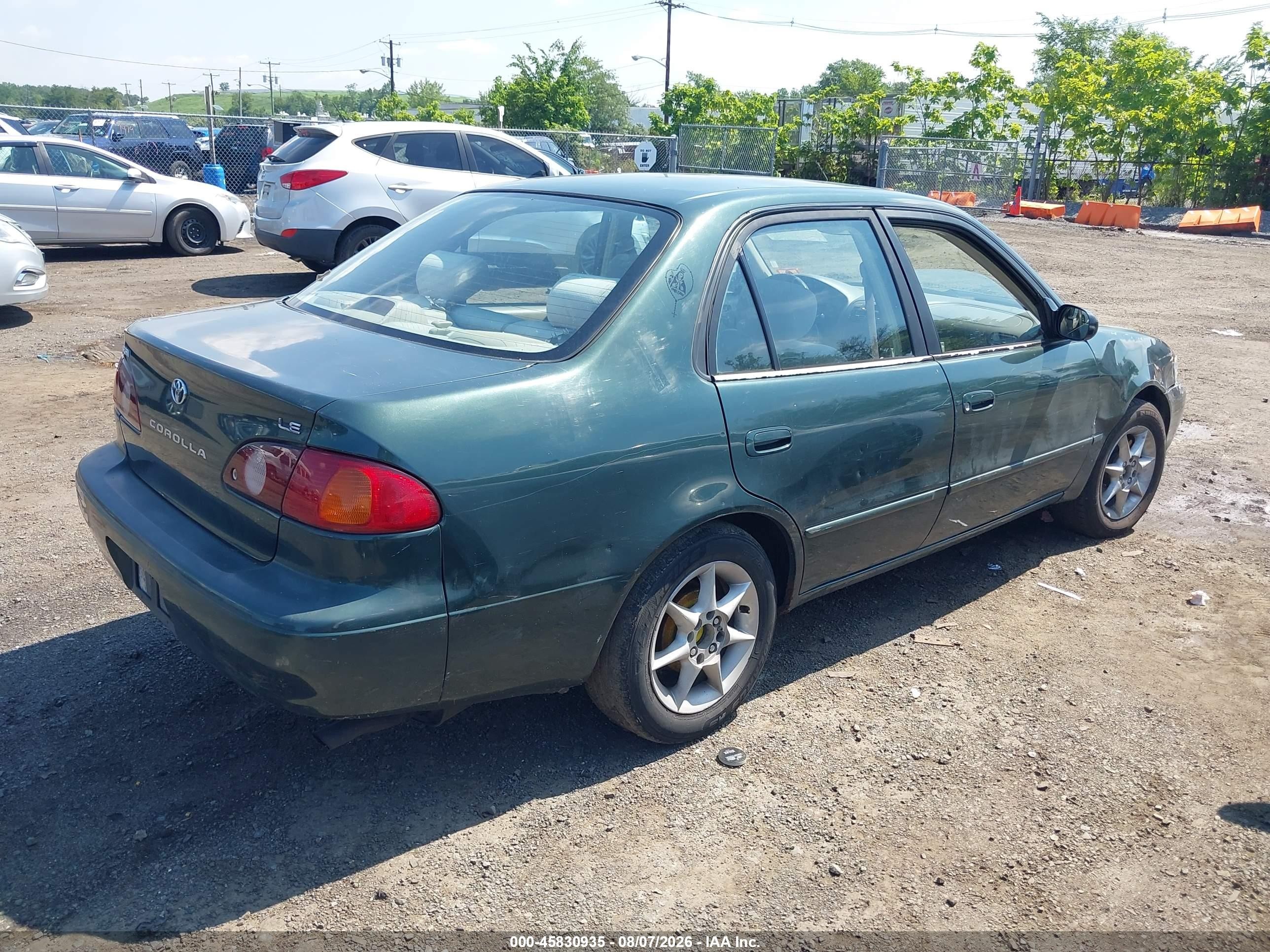 2001 Toyota Corolla Le Green vin: 2T1BR12E81C389099