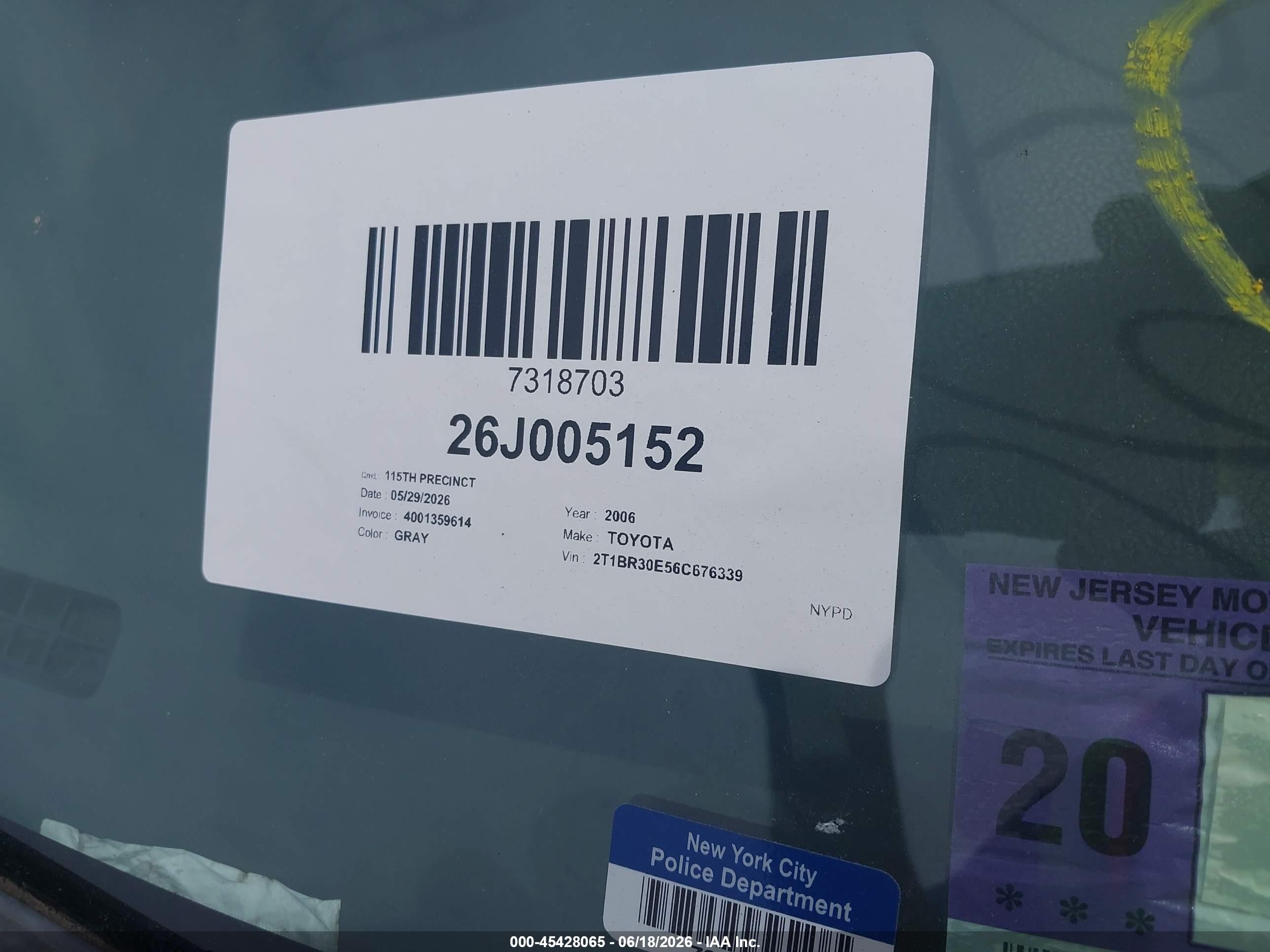 2006 Toyota Corolla Le Gray vin: 2T1BR30E56C676339
