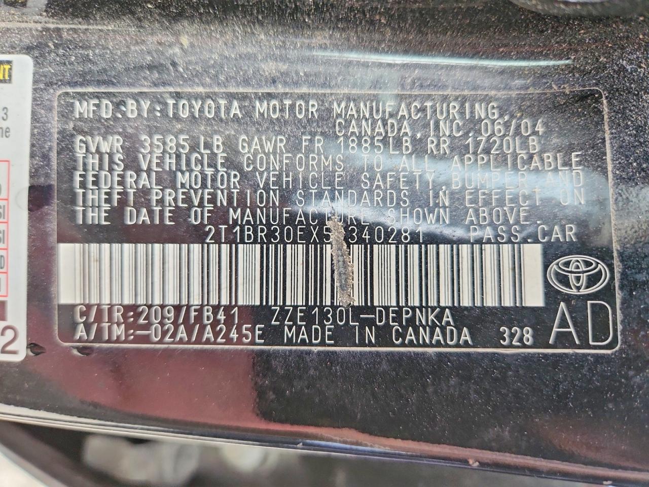 2005 Toyota Corolla Le Black vin: 2T1BR30EX5C340281