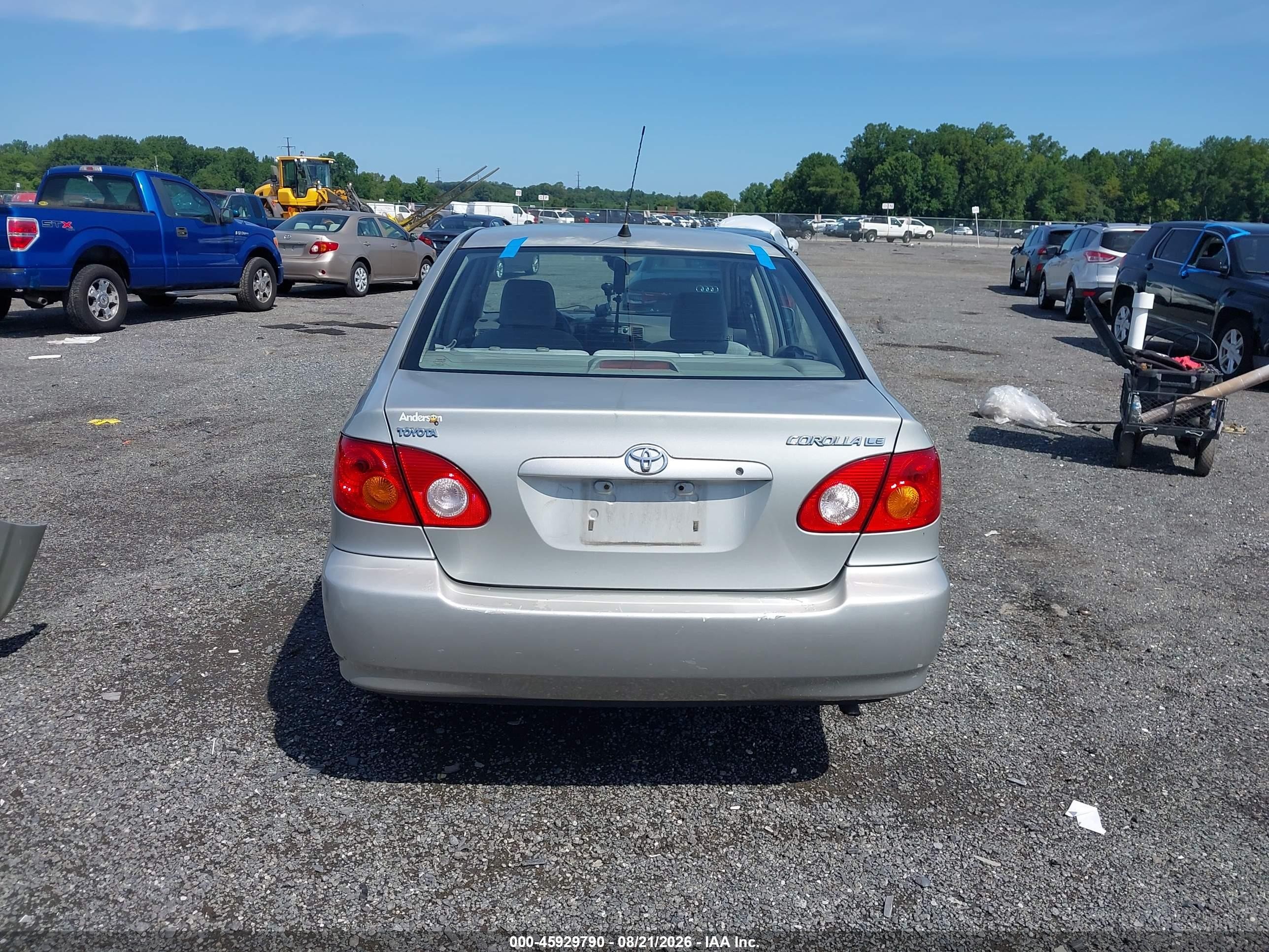 2004 Toyota Corolla Le Silver vin: 2T1BR32E04C308029