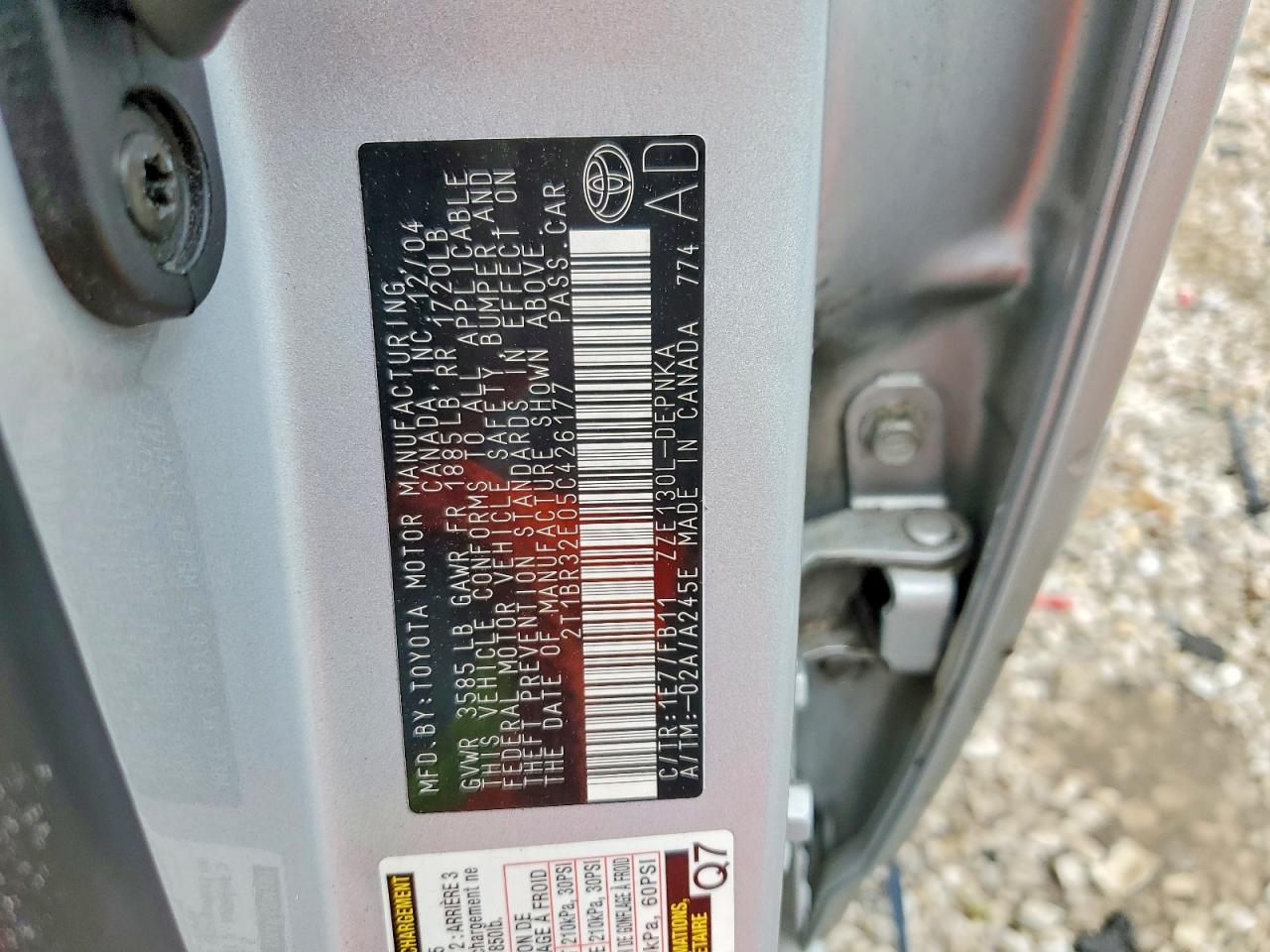 2005 Toyota Corolla Le Серебряный vin: 2T1BR32E05C426177