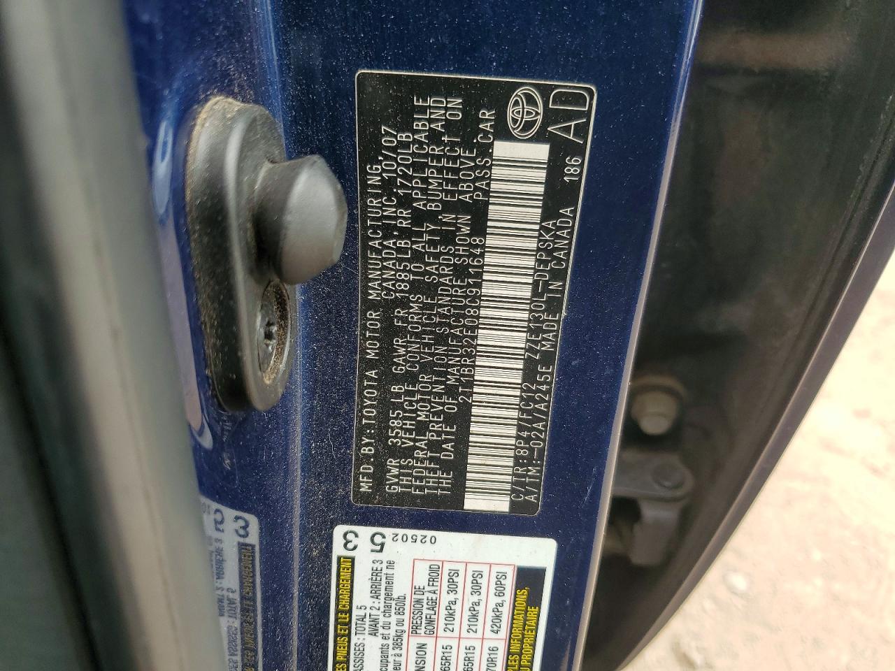 2008 Toyota Corolla S Blue vin: 2T1BR32E08C911648