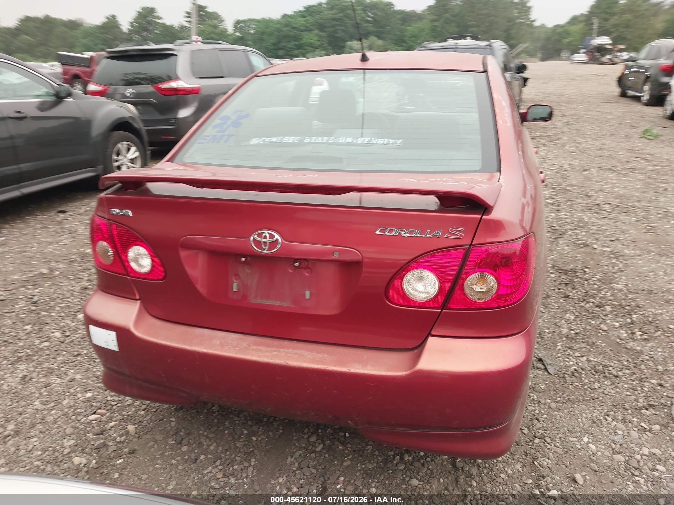 2007 Toyota Corolla S Red vin: 2T1BR32E27C726497