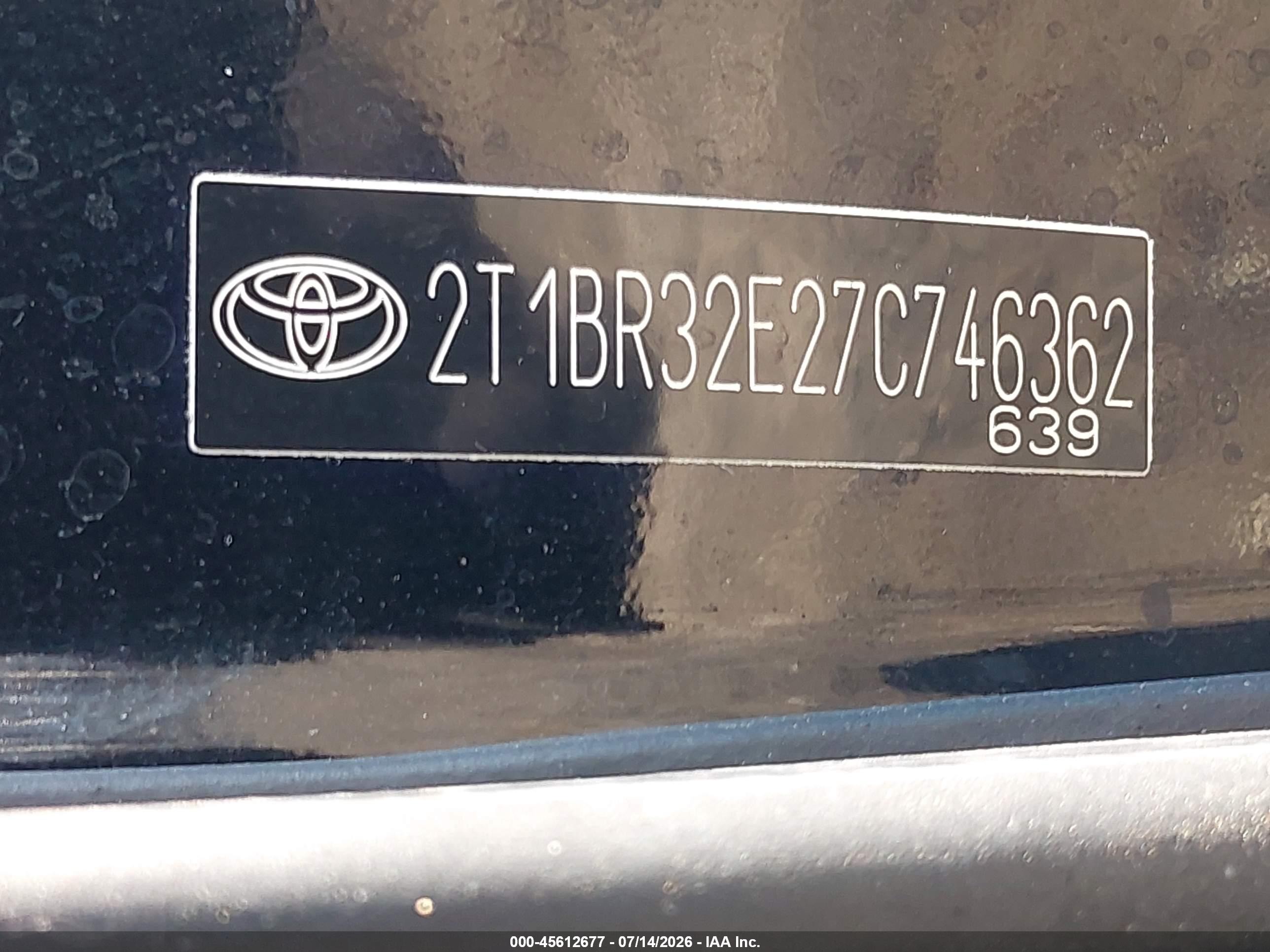 2007 Toyota Corolla S Black vin: 2T1BR32E27C746362