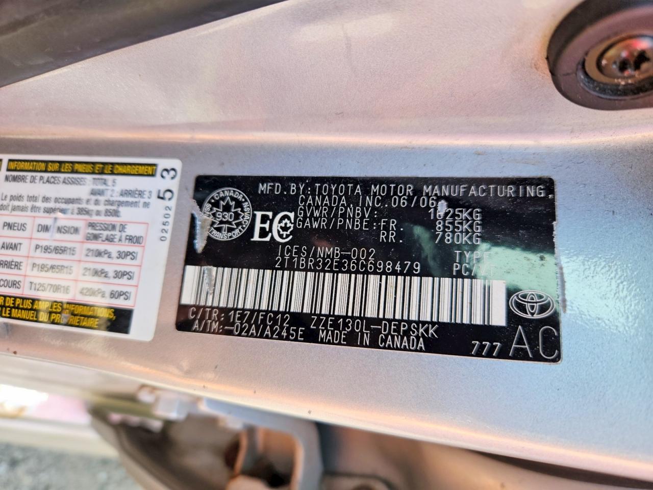 2006 Toyota Corolla Ce Серебряный vin: 2T1BR32E36C698479