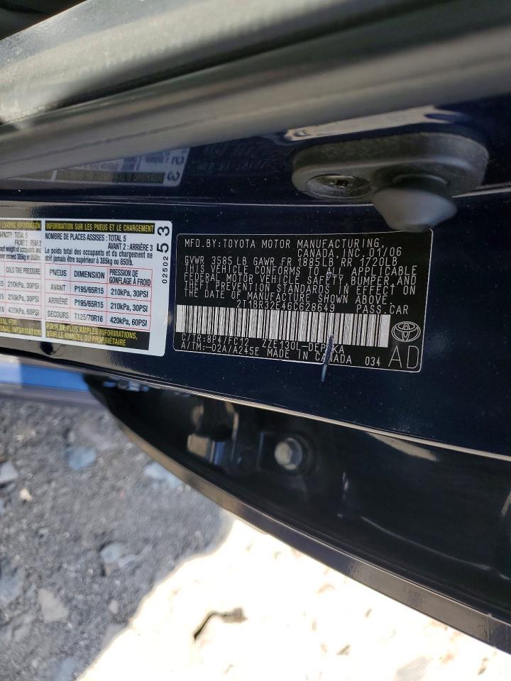 2006 Toyota Corolla S Blue vin: 2T1BR32E46C628649