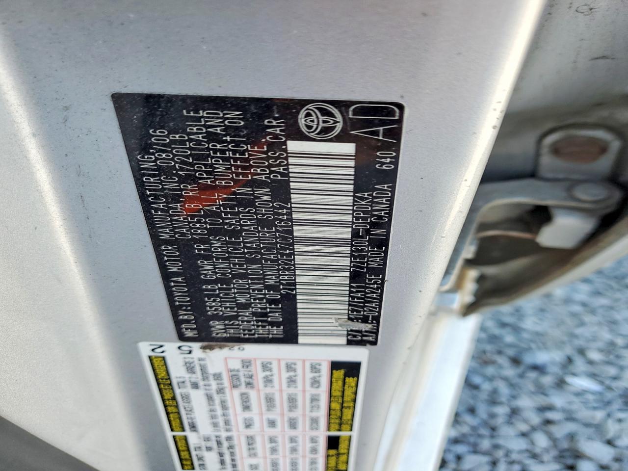 2007 Toyota Corolla Ce Silver vin: 2T1BR32E47C716442