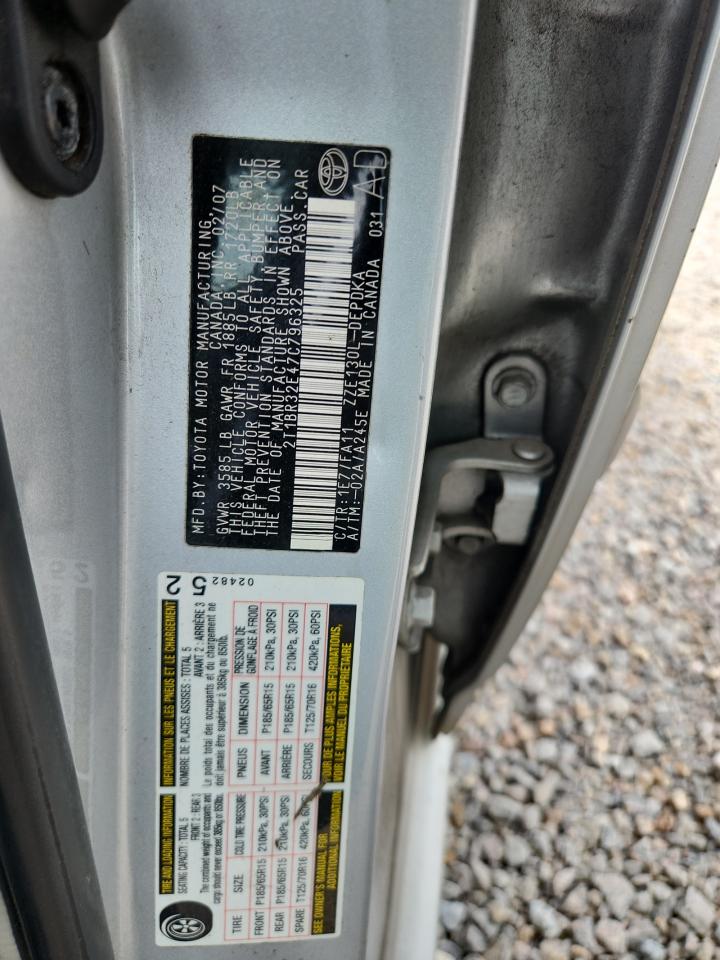 2007 Toyota Corolla Ce Silver vin: 2T1BR32E47C796325
