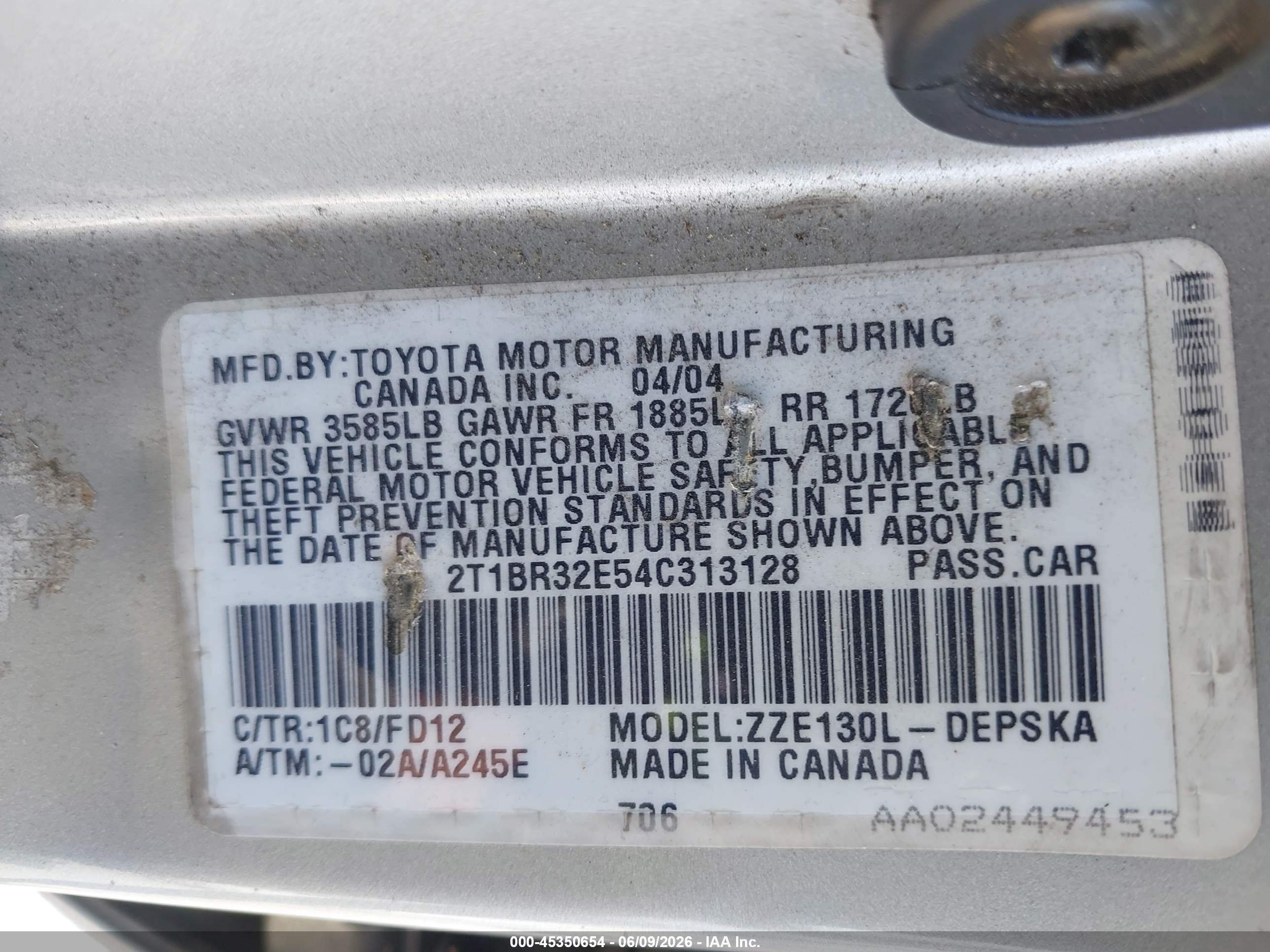 2004 Toyota Corolla S Silver vin: 2T1BR32E54C313128